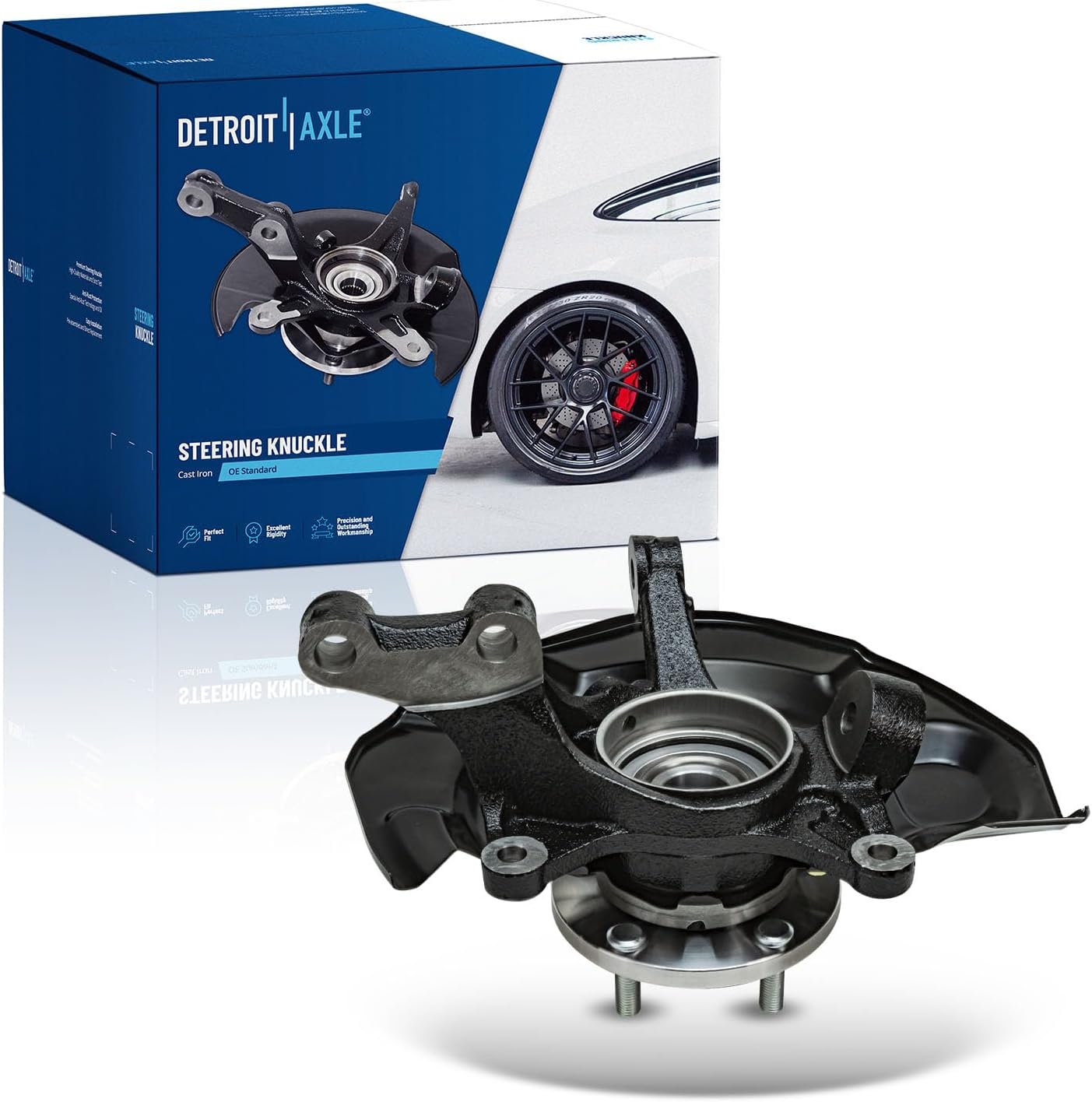 Detroit Axle - Front Steering Knuckle for 2004-2007 Toyota Highlander 2005 2006, Right Steering Knuckle & Wheel Bearing Hub Assembly Replacement