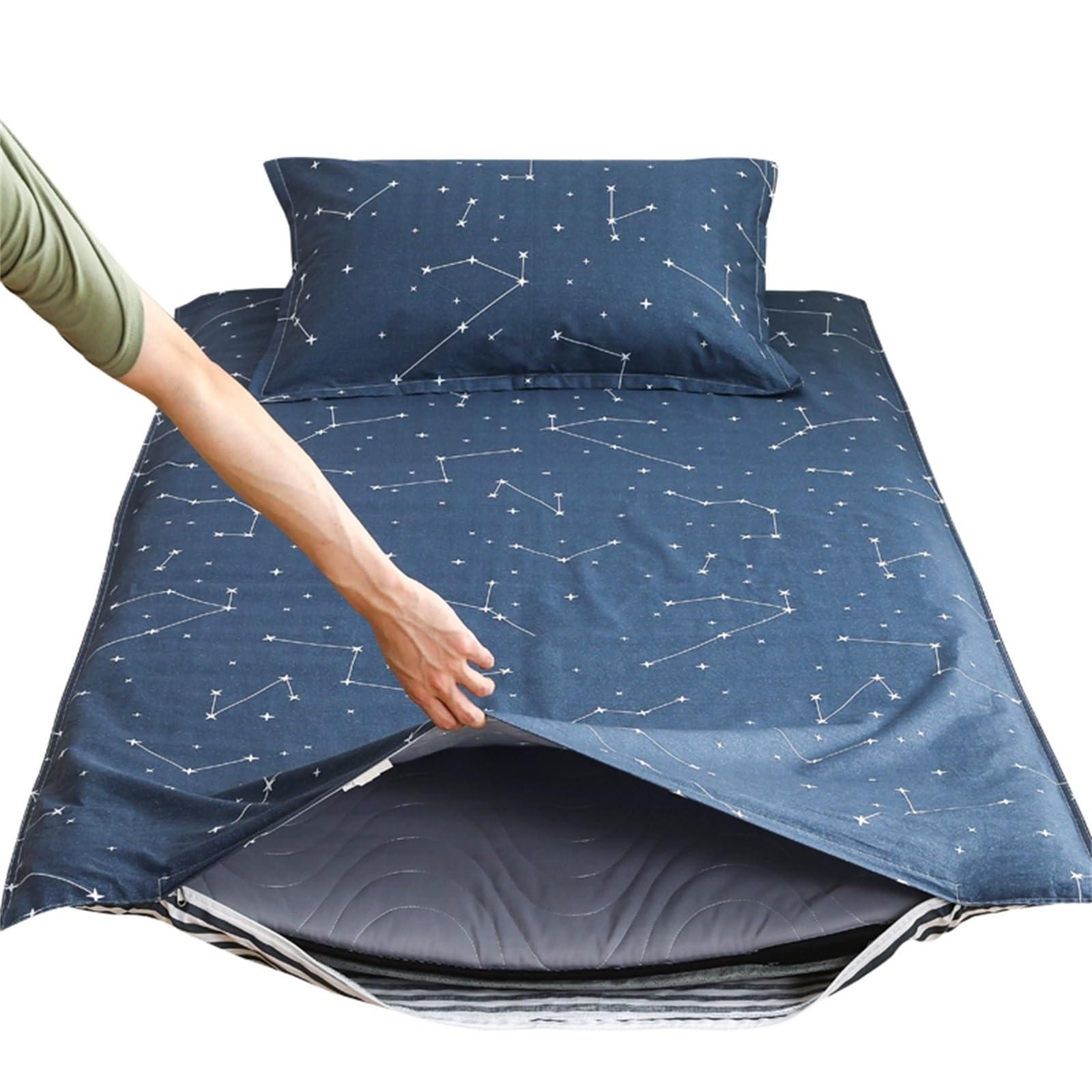 Housse De Matelas Futon Japonais, Protège-Matelas De Sol, for Tatami avec Fermeture Éclair, Ultra Douce Et Lavable en Machine(Star,180x200cm/70x79in)