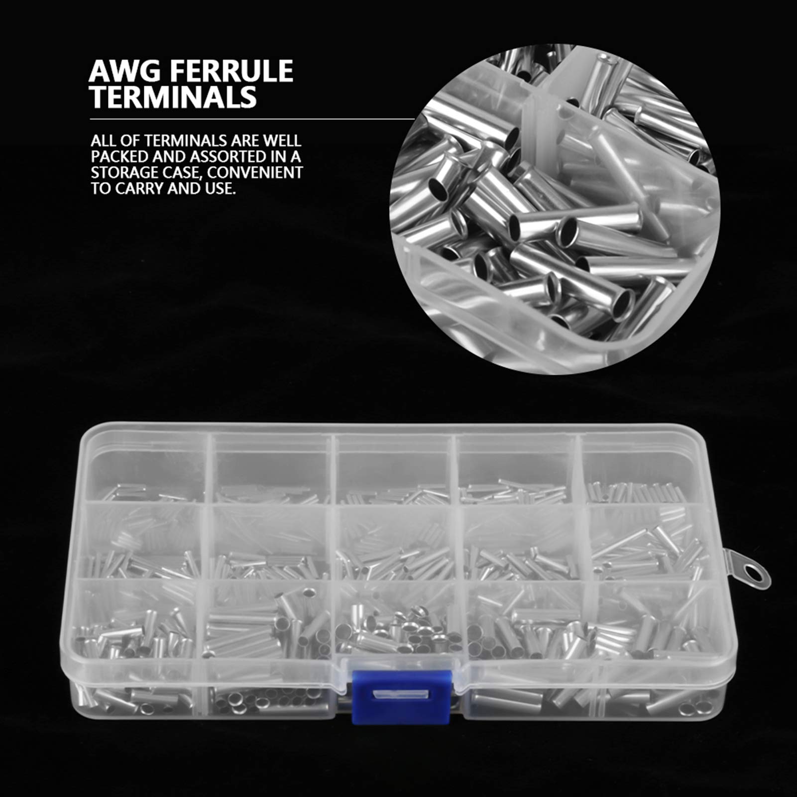 14 valeurs 10–22 AWG non isolés Virole Cuivre Bornes Assortiment kit pour fils câble 700 pcs
