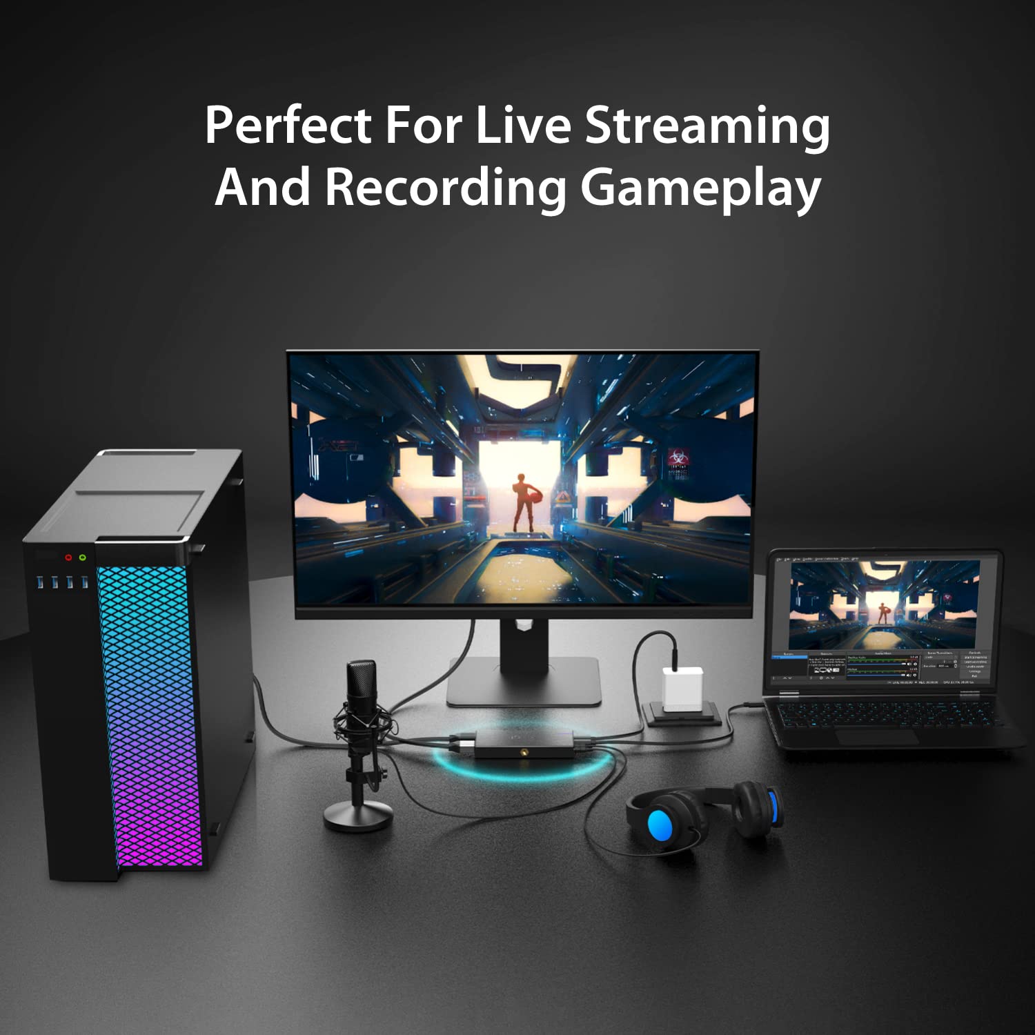 j5create Tarjeta de Captura de Video de Juego 4K con PD 60W Pass-A través de la Carga, transmitir y Grabar vídeo 4K en PS5, PS4, Xbox, Switch, Trabajar con OBS, Twitch, Youtube (JVA14)