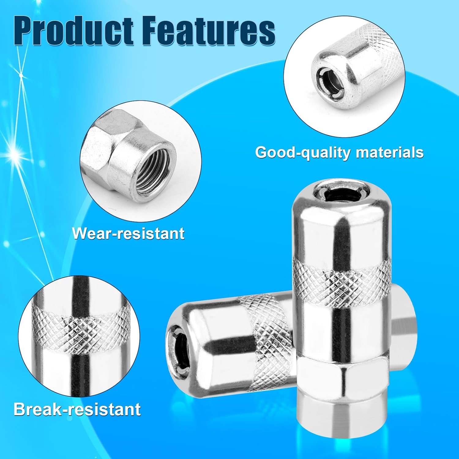 6pcs 49-16-2649 Grease Gun Nozzle Tip, Carbon Steel Heavy Duty High Pressure Grease Gun Coupler Tips Replacement Compatible with 244820 2449-20 2450-20 Models Cordless Lubrication Guns