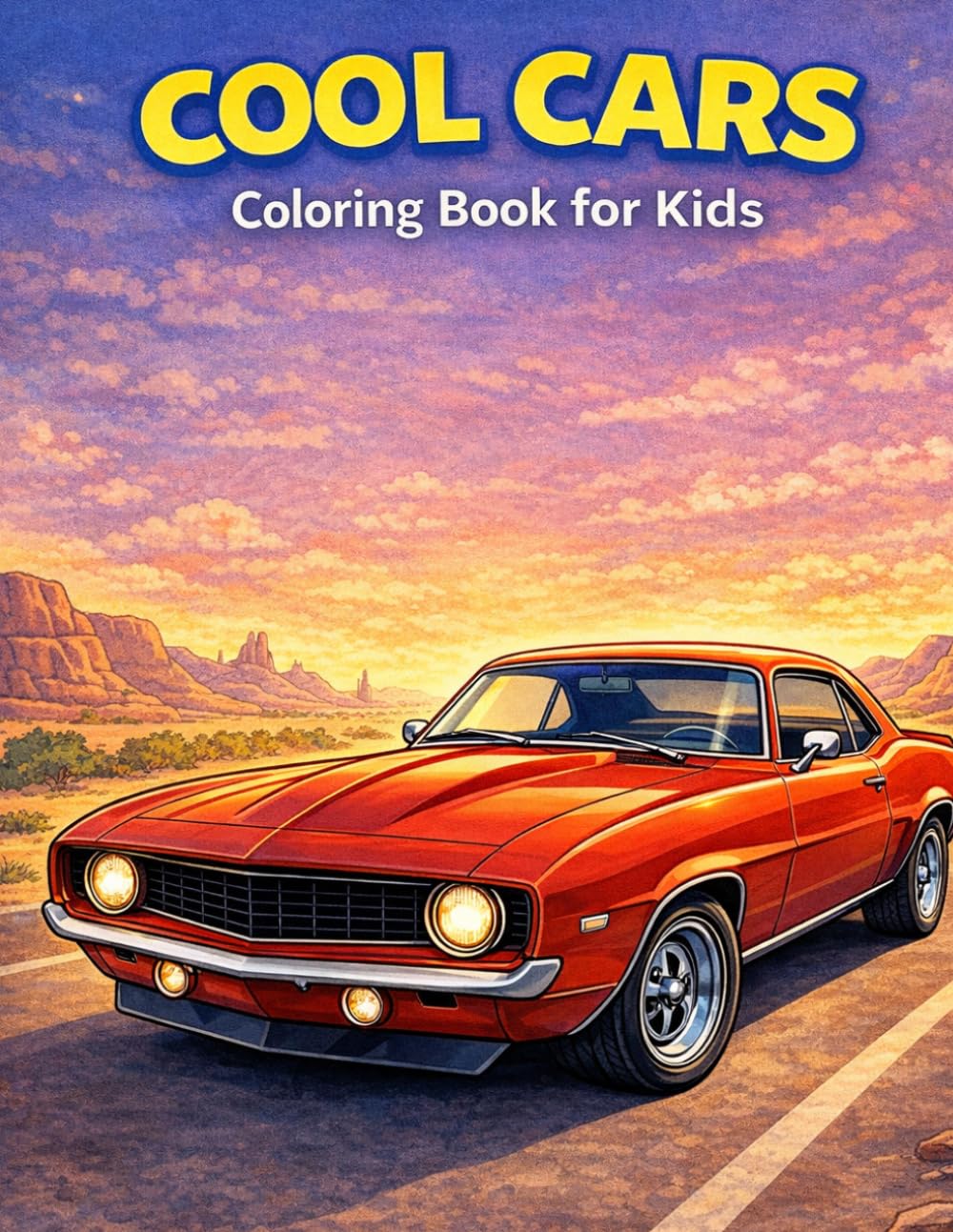 Cool Cars Coloring Book for Kids: Muscle Cars, Sports Cars, Monster Trucks, and Road Trip Adventures