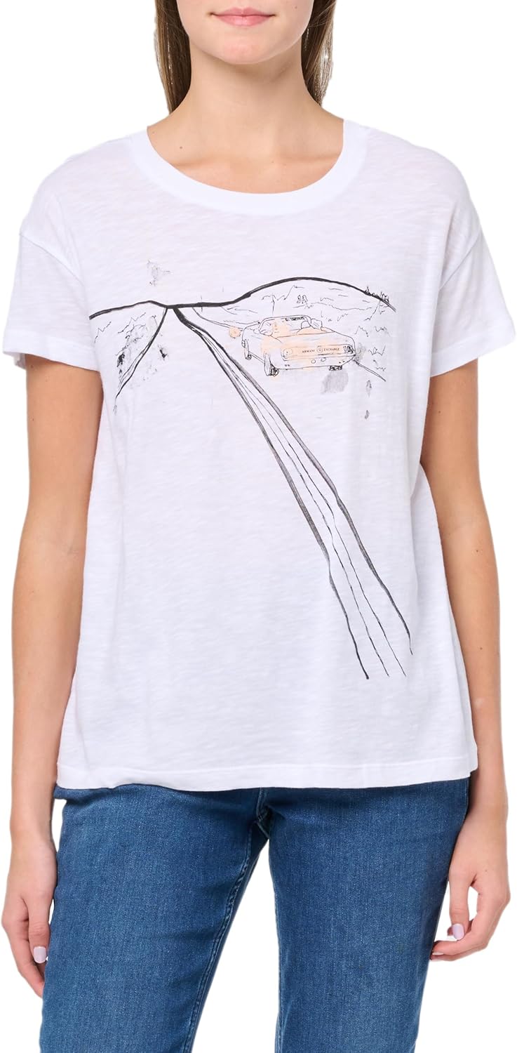 Armani Exchange Womens Road Trip Slub Logo Tee