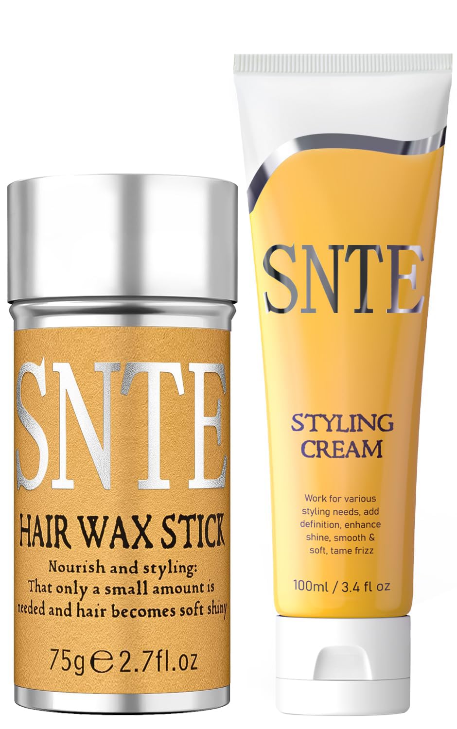 Samnyte Hair Wax Stick & Styling Cream Kit, Slick Back Hair Products for Women, Kids, Non-greasy Fly Away Stick for Hair, Hair Styling Accessories for