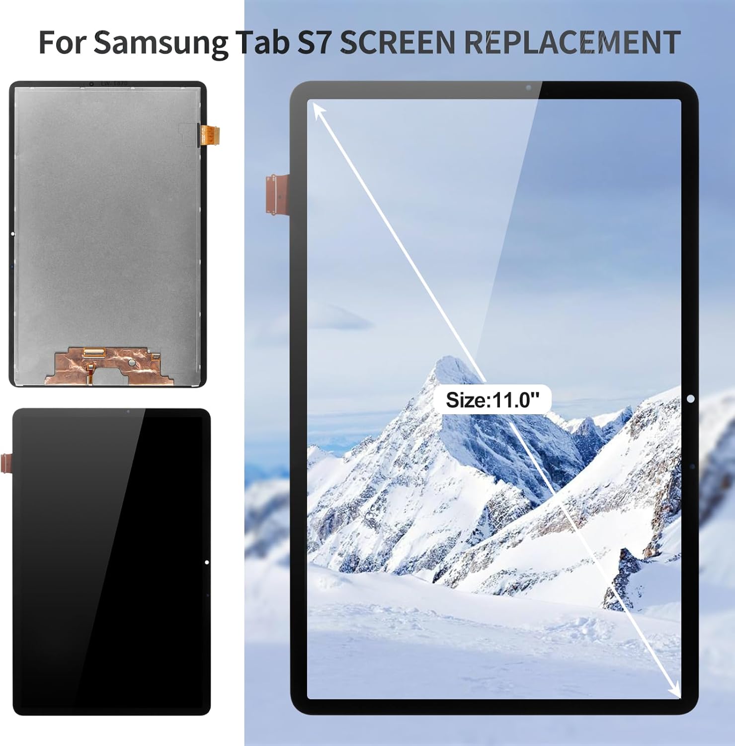 for Samsung Tab S7 Screen Replacement Touch for Samsung Galaxy Tab S7 LCD Screen Replacement Digitizer for Samsung Tablet S7 SM-T870 Replacement Screen Display Assembly Kits SM-T875 SM-T876B Black
