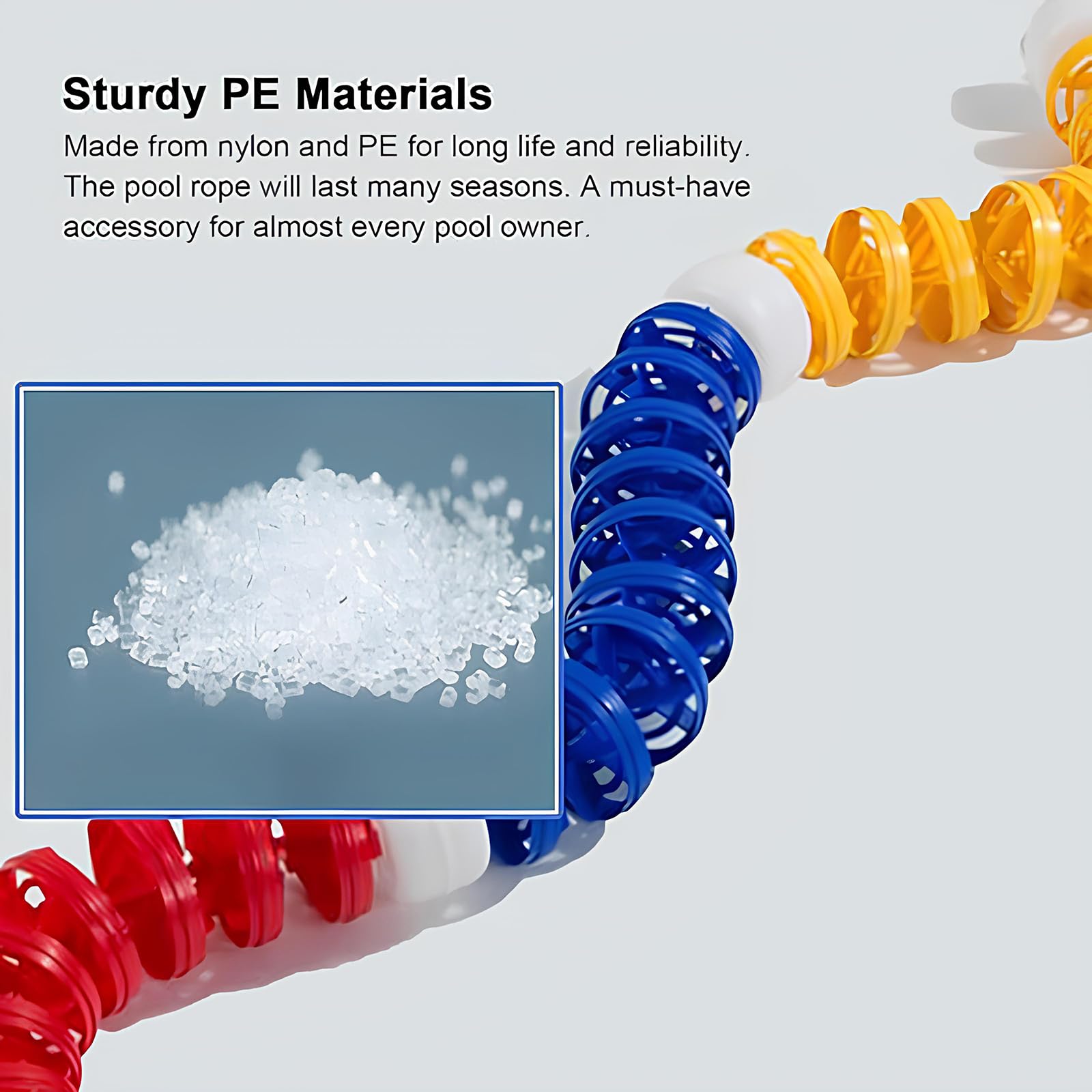 Swimming Pool Safety Rope with Floats Lane Divider, Commercial s Safety Cordon Line with Blue White Red Yellow Floats, Section Off Hazardous Areas, Swimming Ropes to Divide, Wire Rope (L4m/