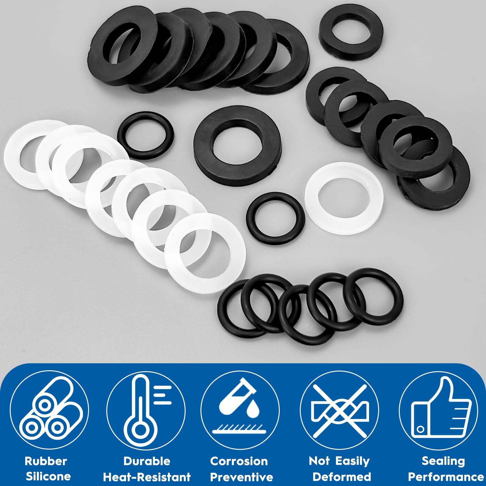 90 Pcs Hose Washer Tap Sealing Rings Set, Hose O Rings, Connector Washers Tap, Black Shower Hose Washer Rubber Seals - Image 3