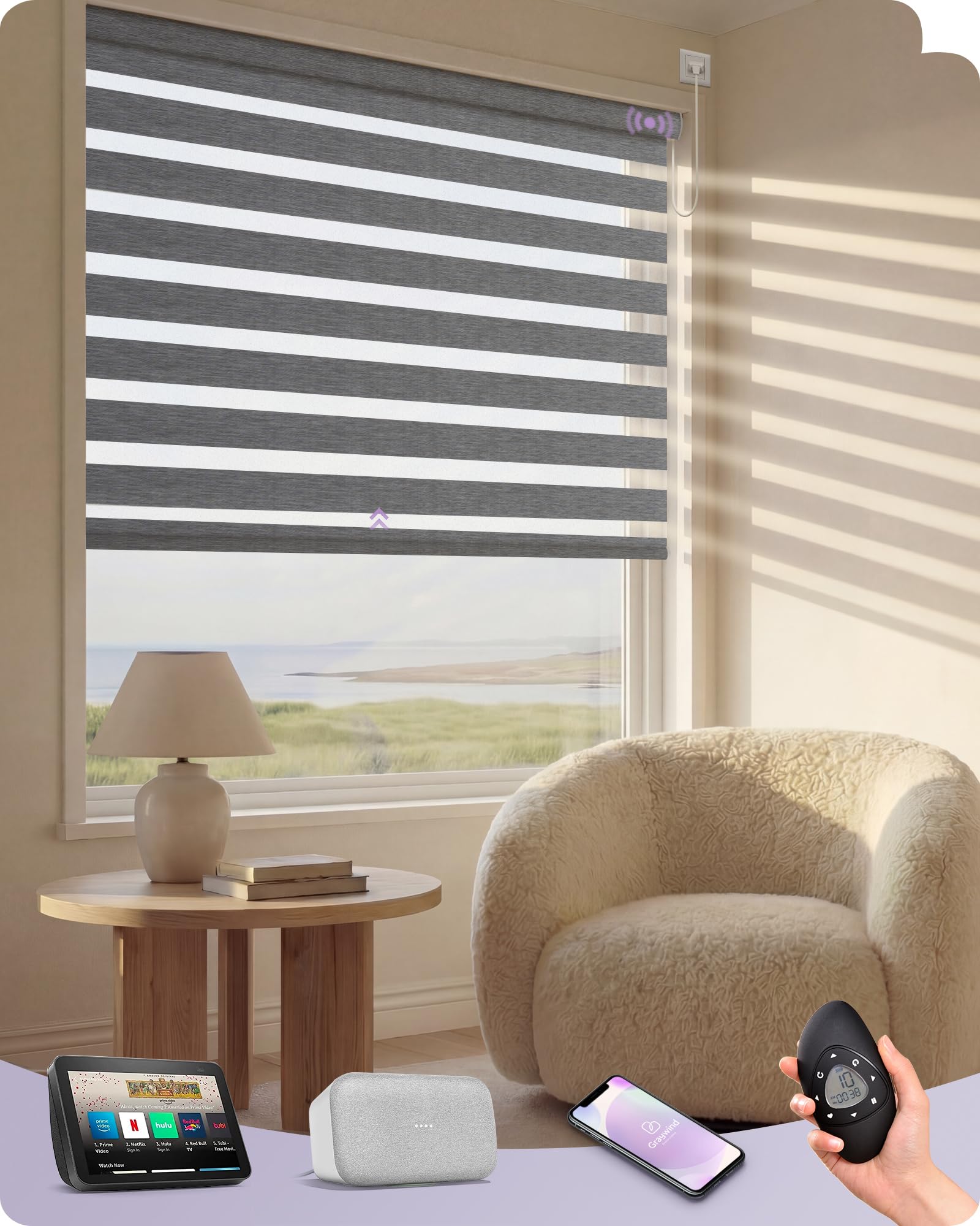 Amazon.com: Graywind Motorized Zebra Blinds for Windows, Blackout