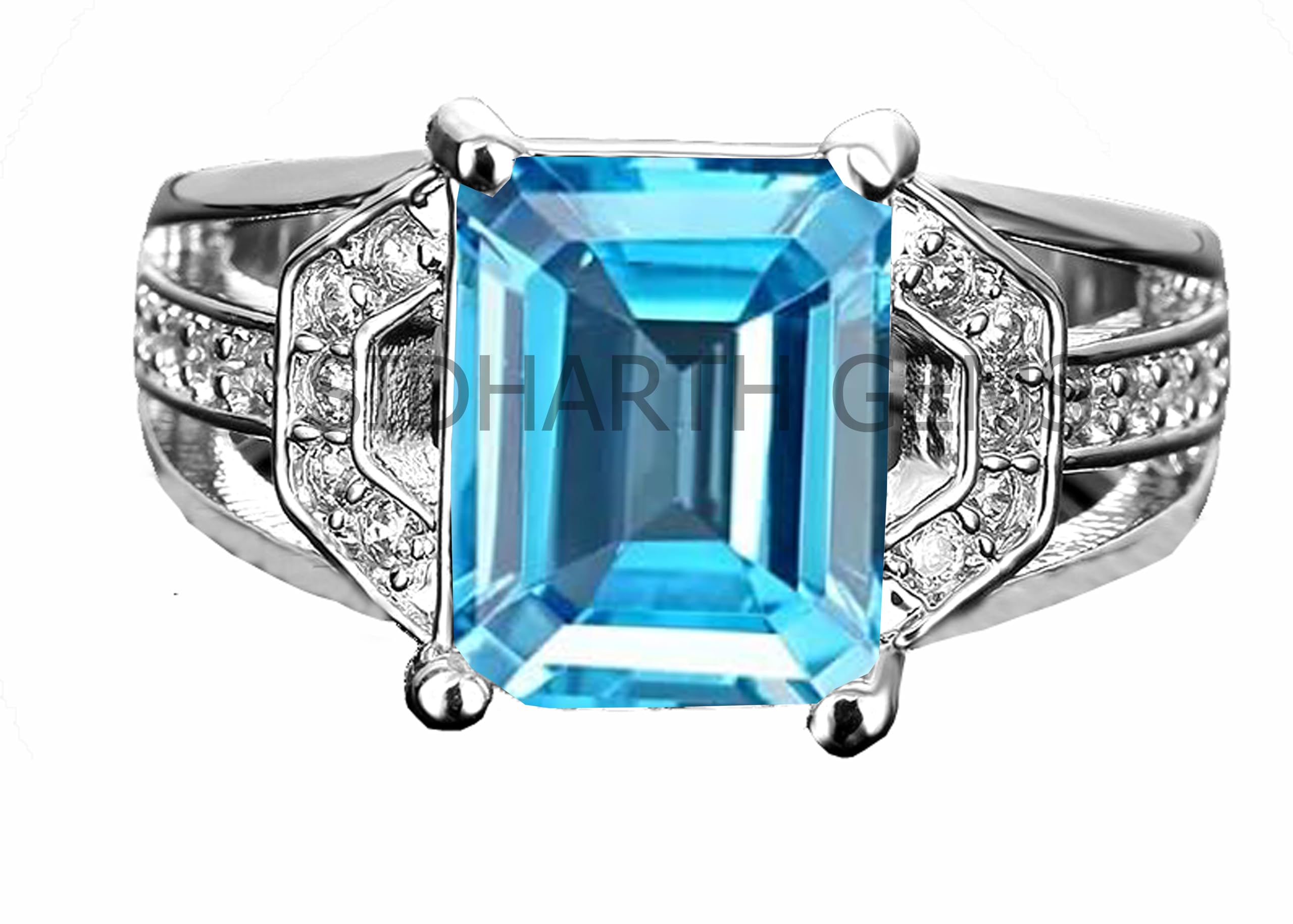 Bague topaze bleue 6.5 carats en argent sterling certifié Mtrolls - 4