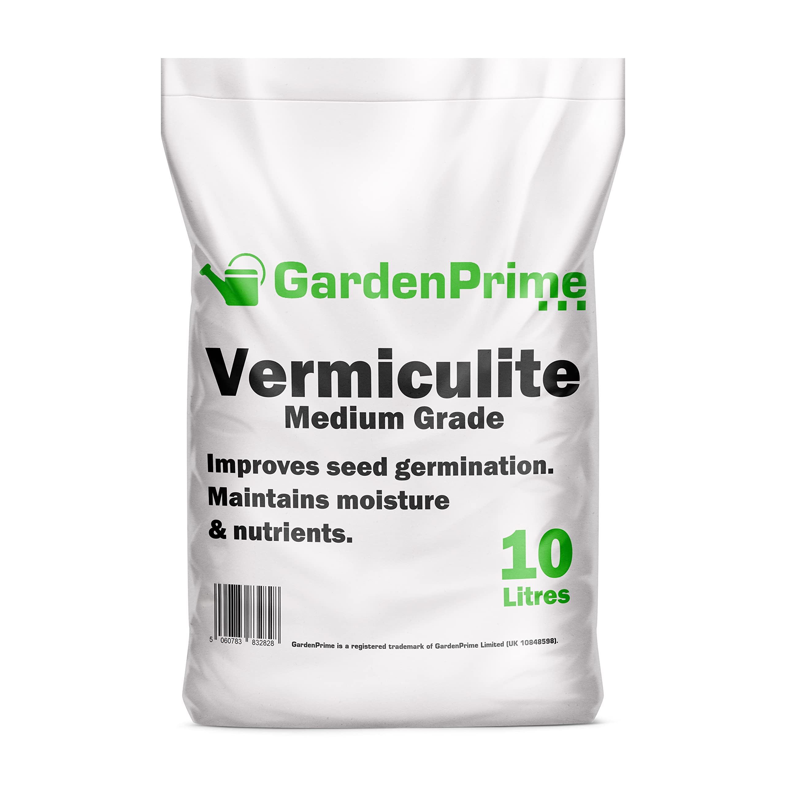 GardenPrime Horticultural Vermiculite 10L, Medium Grade Soil Additive for Seed Germination, Moisture & Nutrient Retention, Compost Mix for Houseplants, Cuttings & Propagation (10 Litres)