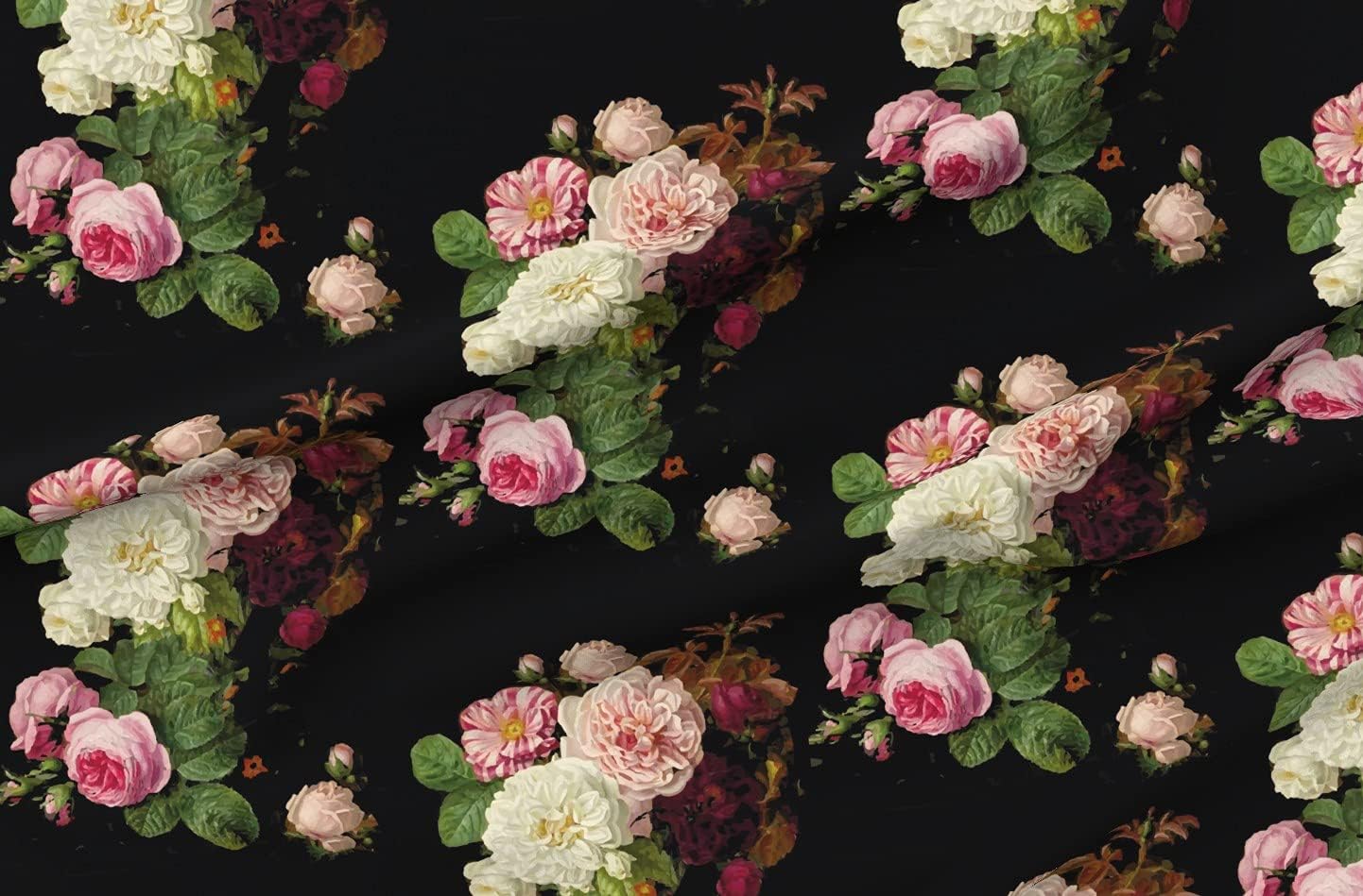 Spoonflower Fabric - Moody Gothic Floral Vintage Garden English Roses Victorian Chintz Printed on Minky Fabric by The Yard - Sewing Baby Blankets Quilt Backing Plush