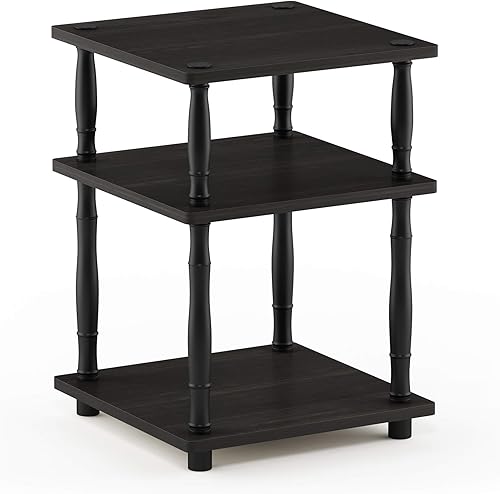 Miniatura 10 de Furinno JAYA - Juego de 2 mesas auxiliares ovaladas de diseño simple, nogal, marrón/negro (Walnut/Black),Americano/Cromo,Nuez