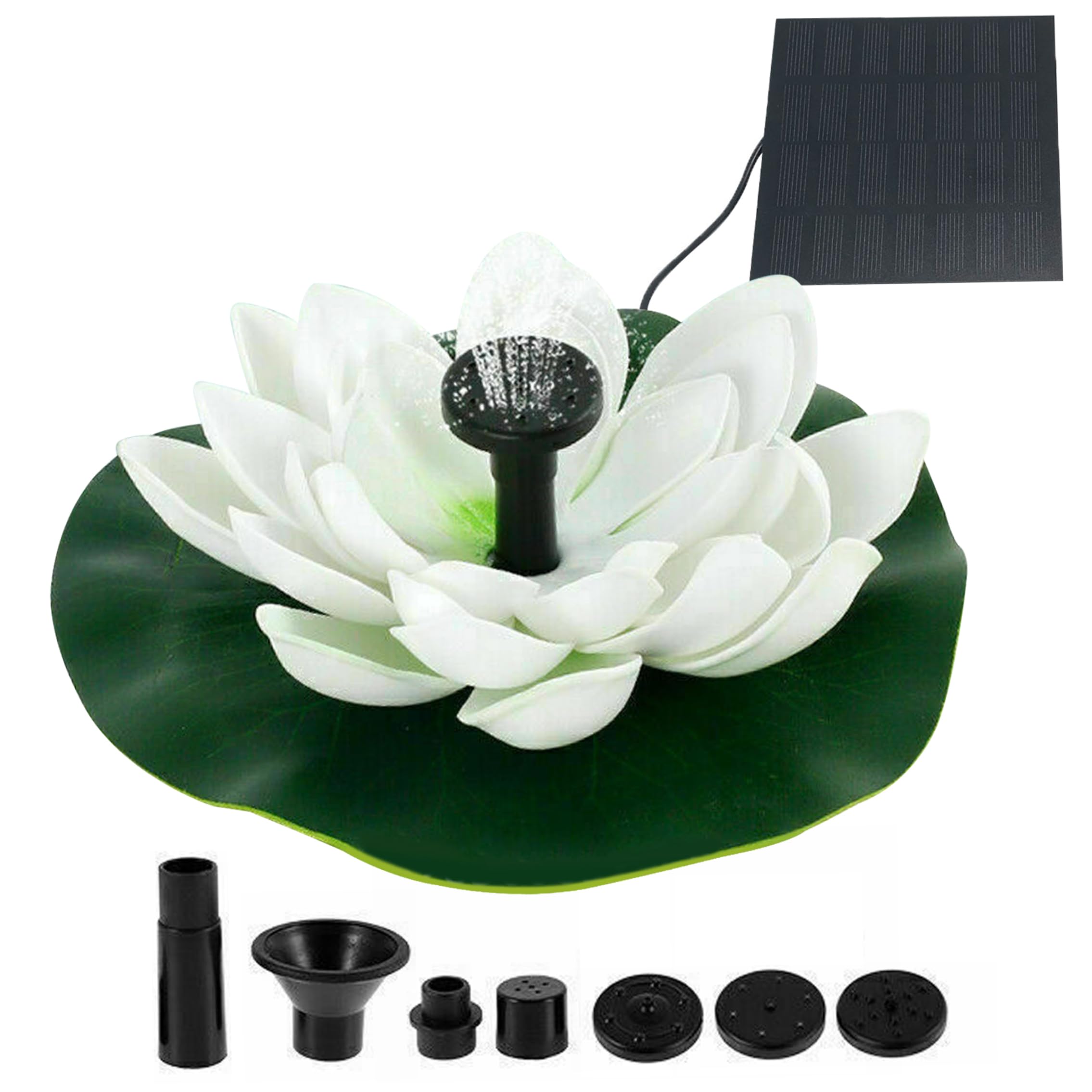 Small Solar Fountain For Bird Bath, Lotus Floating Solar Fountain, Water Pump With Adjustable Nozzles, White (1.5w)