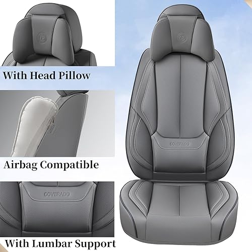 Miniatura 5 de Coverado Juego completo de fundas universales para asiento de automóvil, 5 asientos universales para automóviles, fundas impermeables de piel de