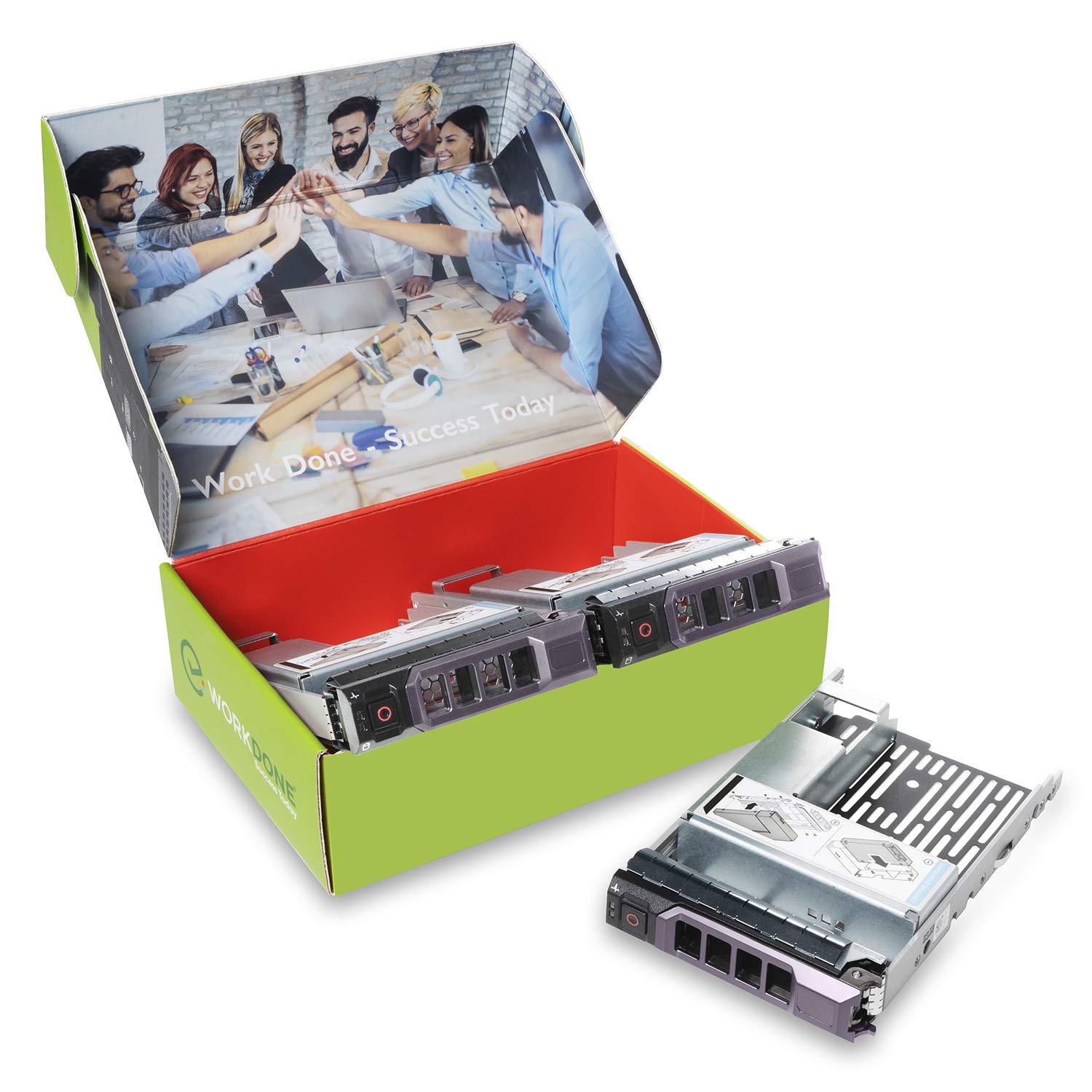 WorkDone Pacco da 3 - Caddy hard disk 3,5 pollici con adattatore HDD 2,5 pollici - compatibile per server Dell PowerEdge elencati - Manuale - Etichette adesive - Cacciavite - Viti per Tray HDD