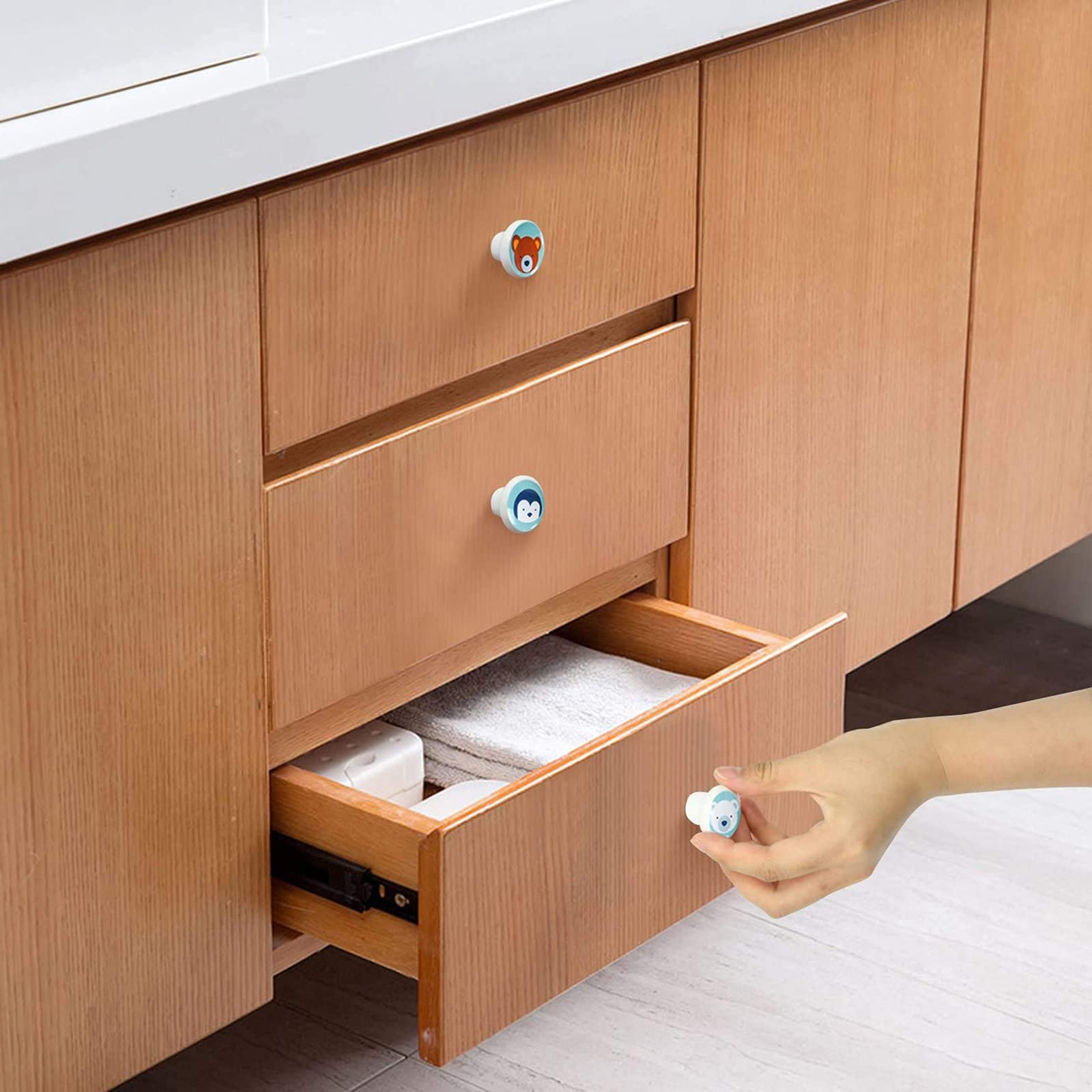 CONPHERON 6 stuks Kleurrijk Keramiek Kinderkamers Meubelgrepen Modern Kast Knoppen Handgreep voor Kinderen Kledingkasten Slaapkamer Deurknoppen Kastgreep