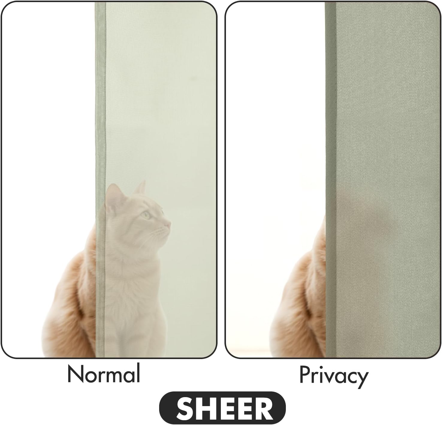 MIULEE Sage Green Privacy Sheer Curtains that Let Light in 90 Inches Long Non-See-Through Semi Sheer Curtain Light Filtering Window Curtains Drapes for Living Room Bedroom 2 Panels Set