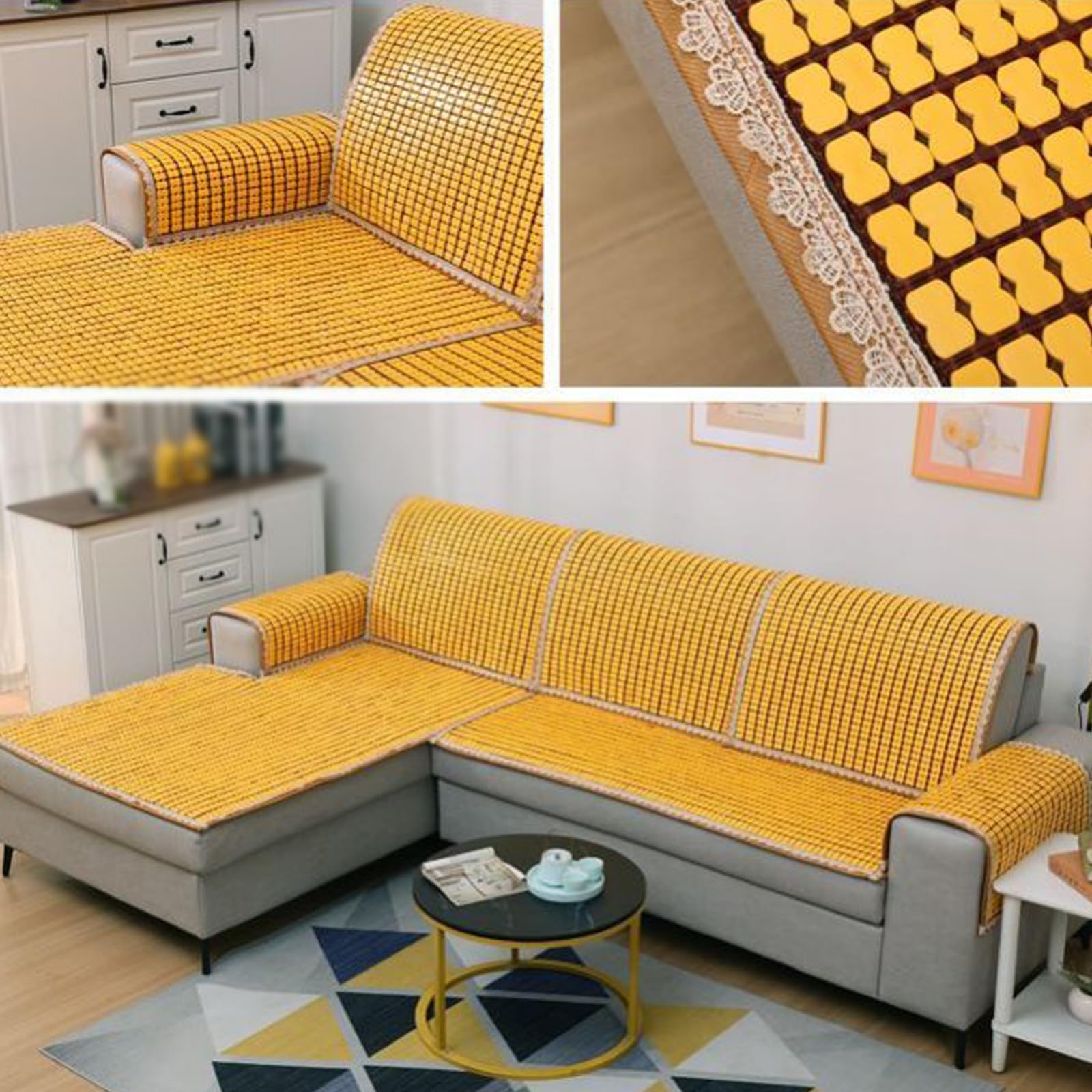 Materassino estivo in bambù, pieghevole, naturale, traspirante, imbottito, per divano letto e pavimento, design salvaspazio, ideale per uso singolo/doppio (40 x 120 cm)