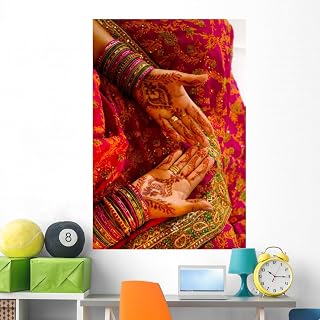 Wallmonkeys Indian Wedding Bride Getting Wall Mural Peel and Stick Graphic (60 in H x 40 in W) WM313204