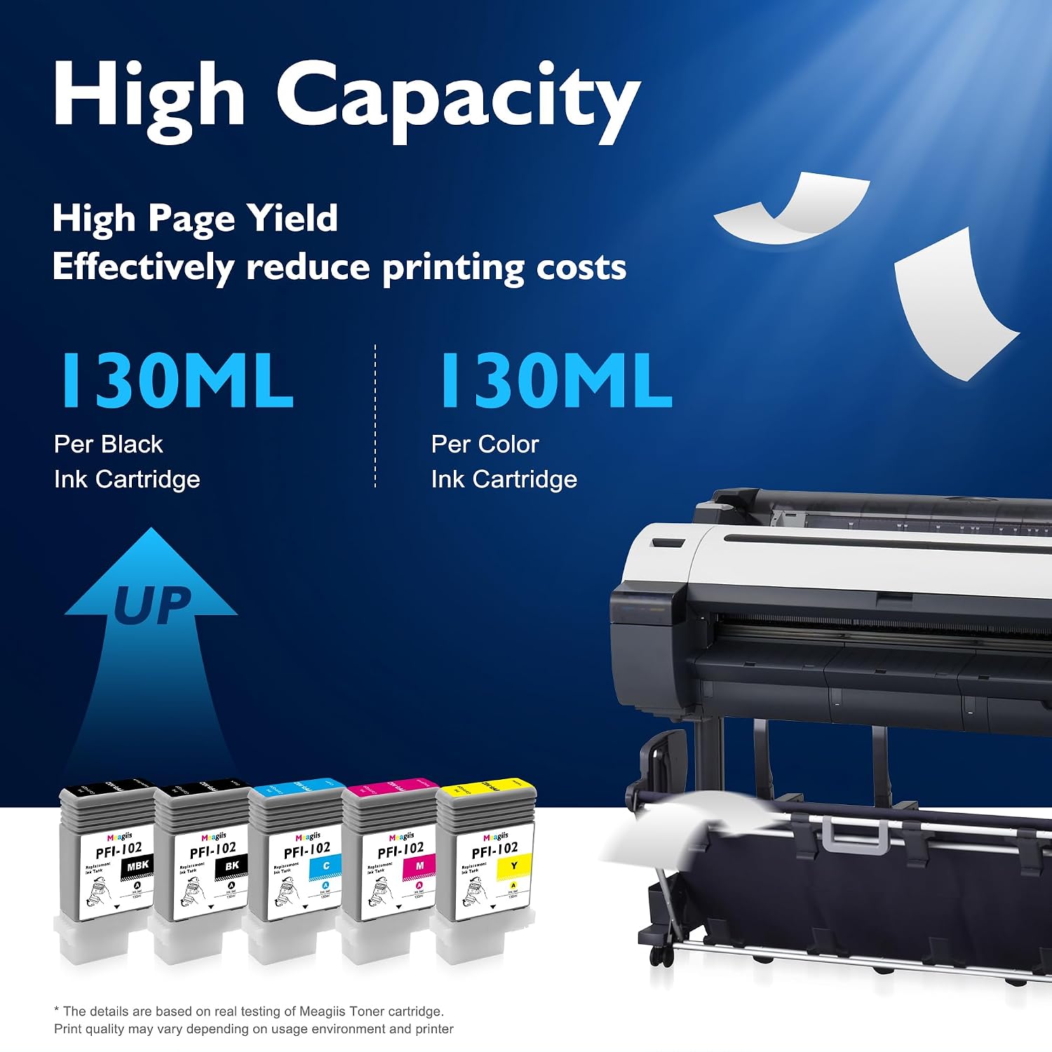 PFI-102 Ink Cartridge PFI 102 Pigment Ink Tank Bundle Replacement for Canon imagePROGRAF iPF500 iPF510 iPF600 iPF605 iPF610 iPF650 iPF655 iPF700 iPF710 iPF720 iPF750 iPF755 iPF760 iPF765, 130ml 5-Pack