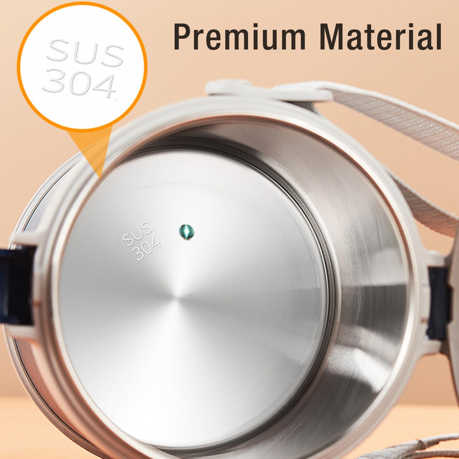 Tarro de alimentos aislado de 2,3 litros de capacidad, 3 niveles para microondas, fiambrera térmica de acero inoxidable 304, con ajustable (blanco)