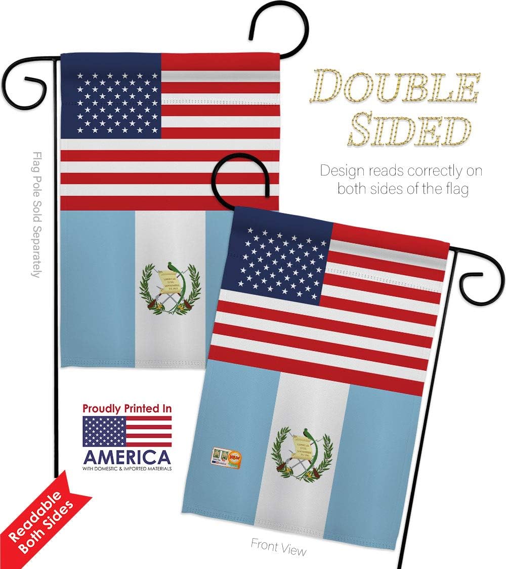Guatemala US Friendship Garden Flag Set with Stand Regional USA American Alliance World Country Particular Area Small Decorative Gift Yard House Banner Double-Sided Made In 13 X 18.5