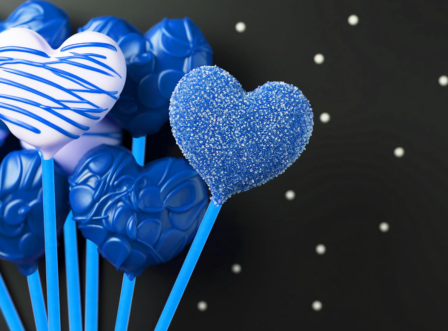 50 palitos de papel para piruletas, dulces para Navidad, fiesta de cumpleaños, decoración de pasteles, cupcakes, caramelos, galletas, postres, chocolate (azul, 3,5 x 150 mm)