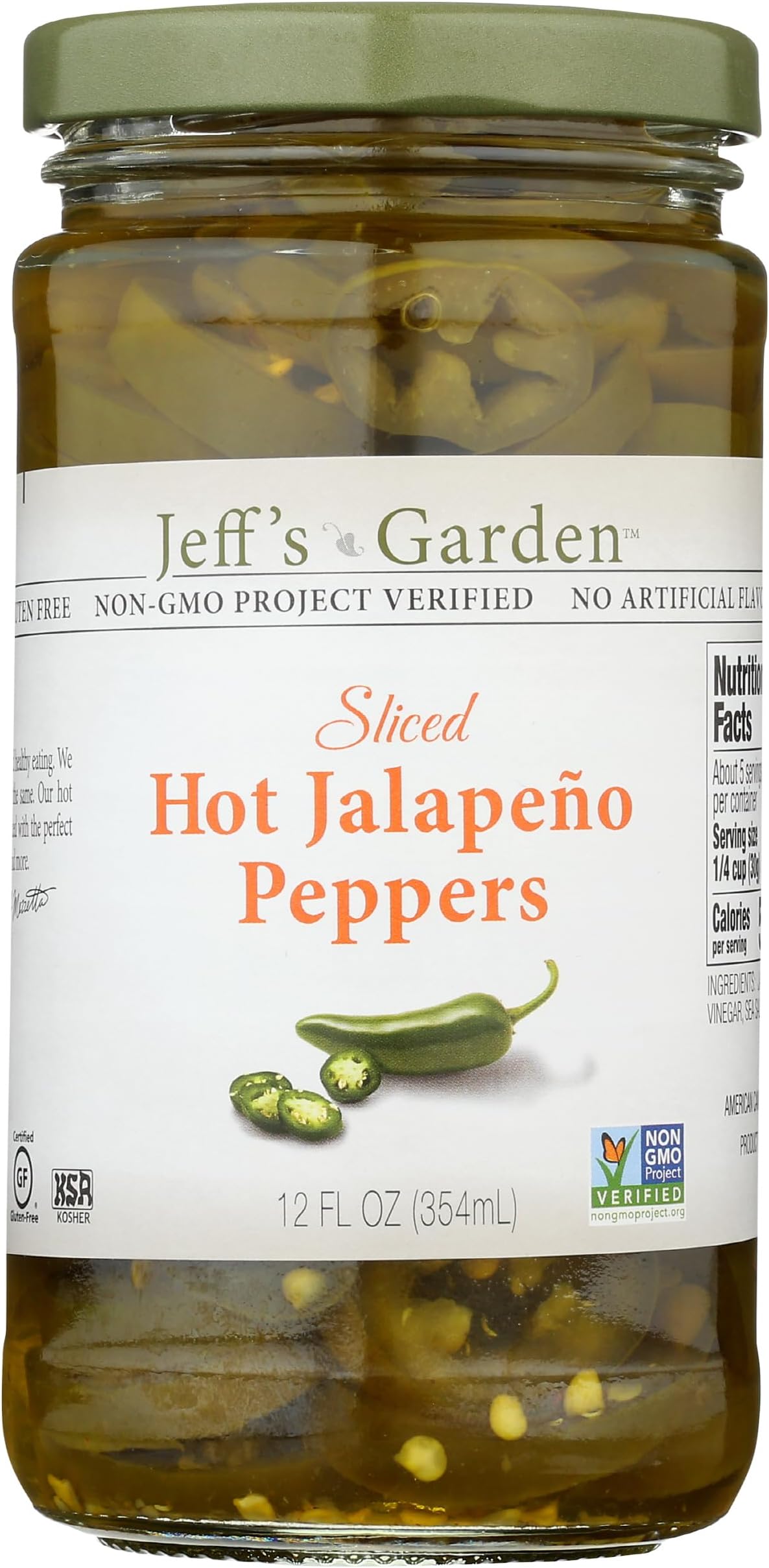 Jeff'S Garden, Peppers Jalapeno Hot Sliced, 12 Fl Oz