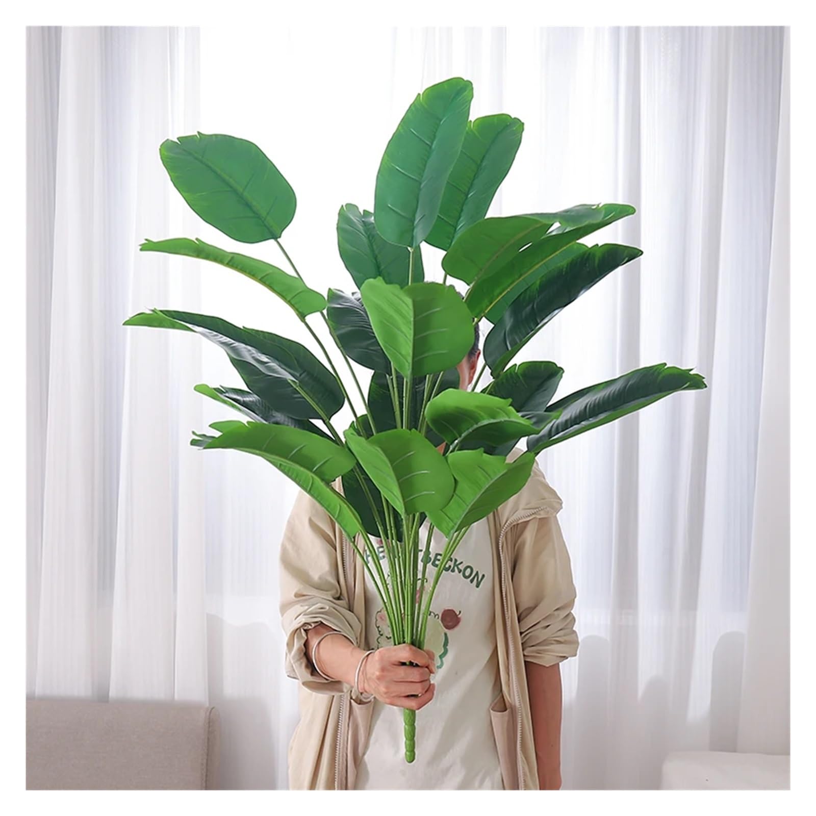 Künstliche Tannenzweige 90 cm große Tropische Kunstpflanzen, Paradiesvogelbaum, gefälschte Bananenblätter, Kunststoff-Palmenpflanzen for die Dekoration zu Hause und im Garten(80cm 18leaves)