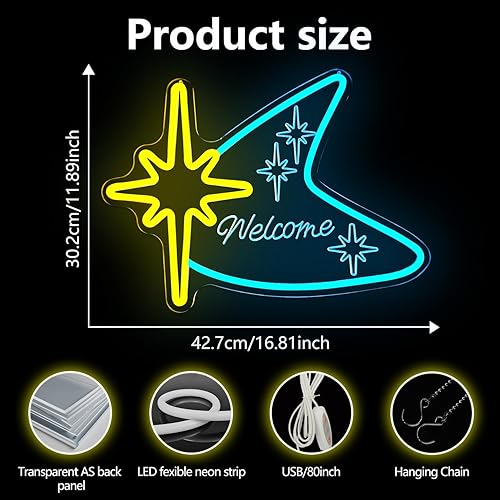 Miniatura 3 de Letrero de neón moderno de mediados de siglo para decoración de pared, luz de neón con forma de explosión de estrella, regulable, Boomerang,