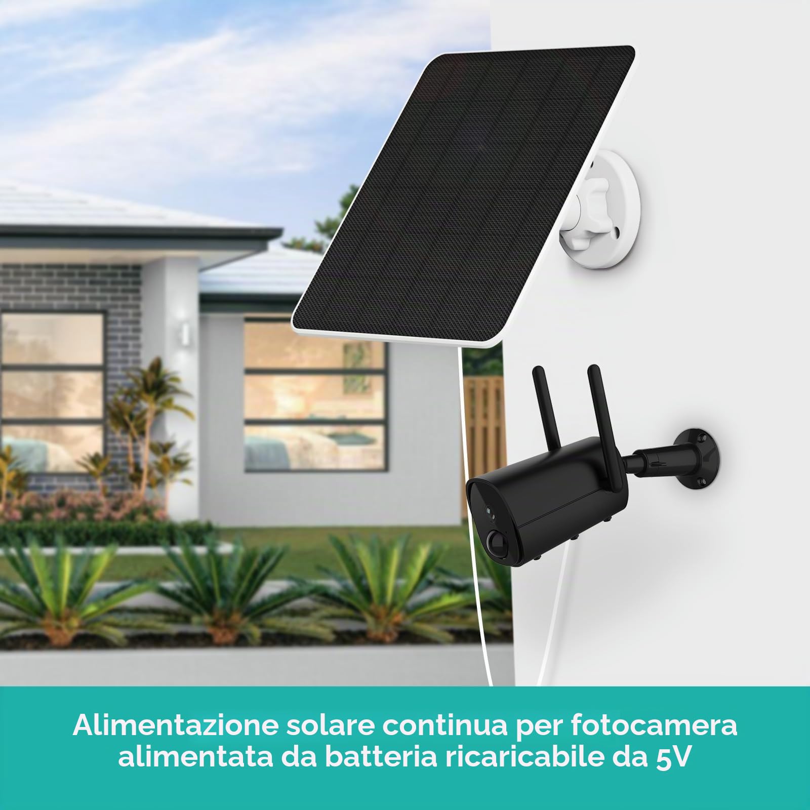 Pannello solare 6W USB DC 5V per telecamera di sicurezza