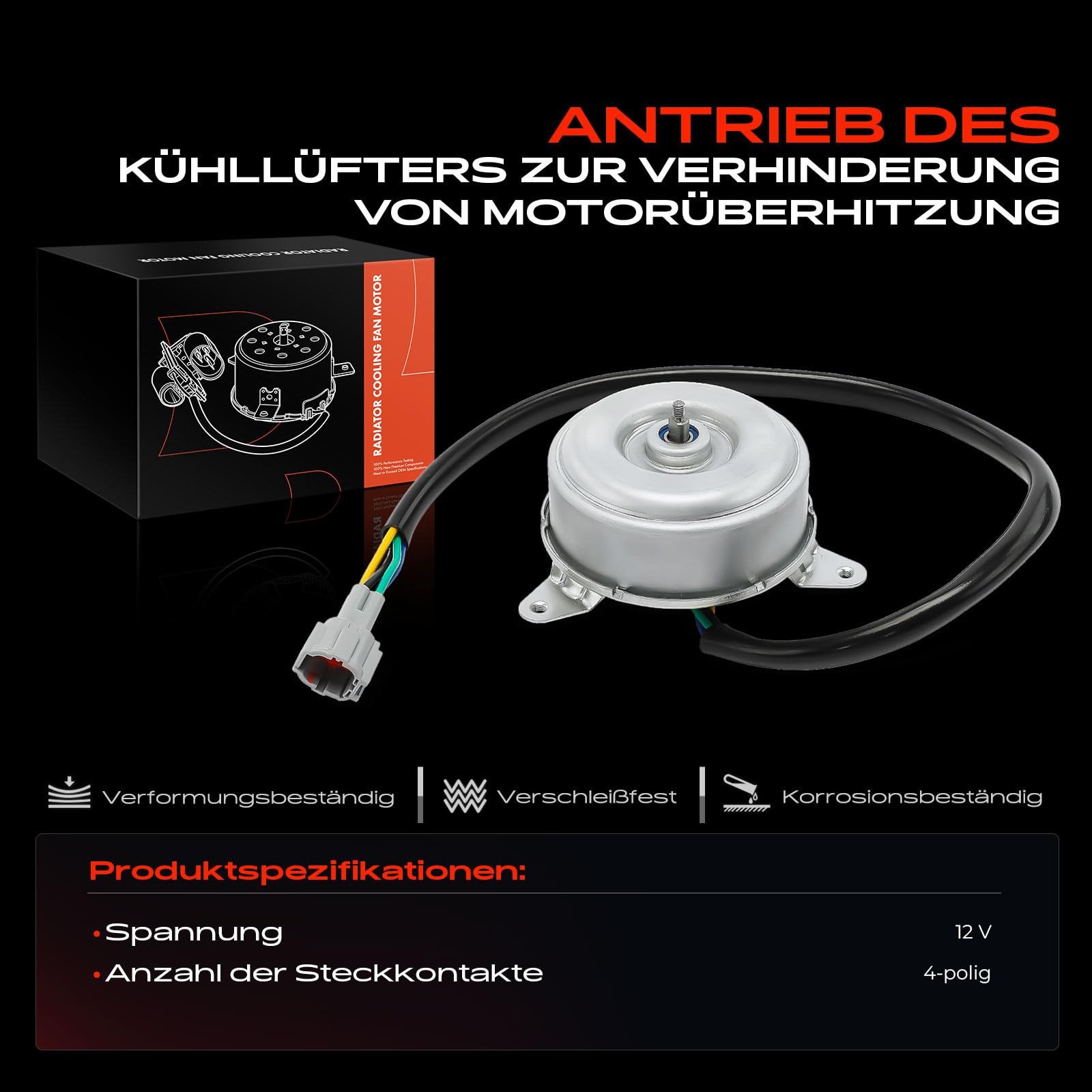 Frankberg Lüfter Kühlerlüfter Elektromotor 4-Polig Links oder Rechts Kompatibel mit G Stufenheck 3.5L 350 Z Coupe Z33 3.5L 350 Z Roadster Z33 3.5L Replace# 21487CD00A