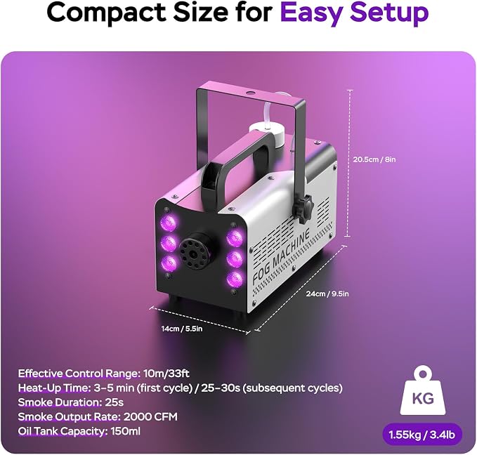 Mini máquina de humo 500W con luces LED RGB miniatura 7