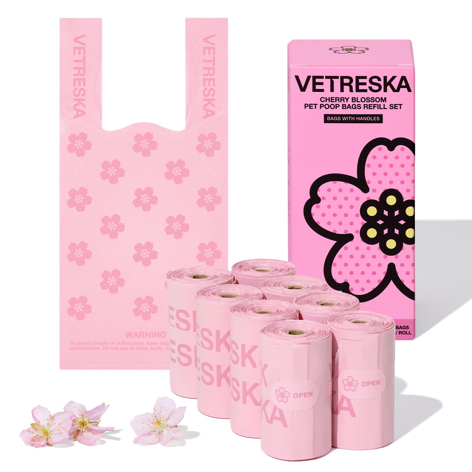 VETRESKA Dog Poo Bags with Handles, 120 Count Leak Proof Dog Waste Bags