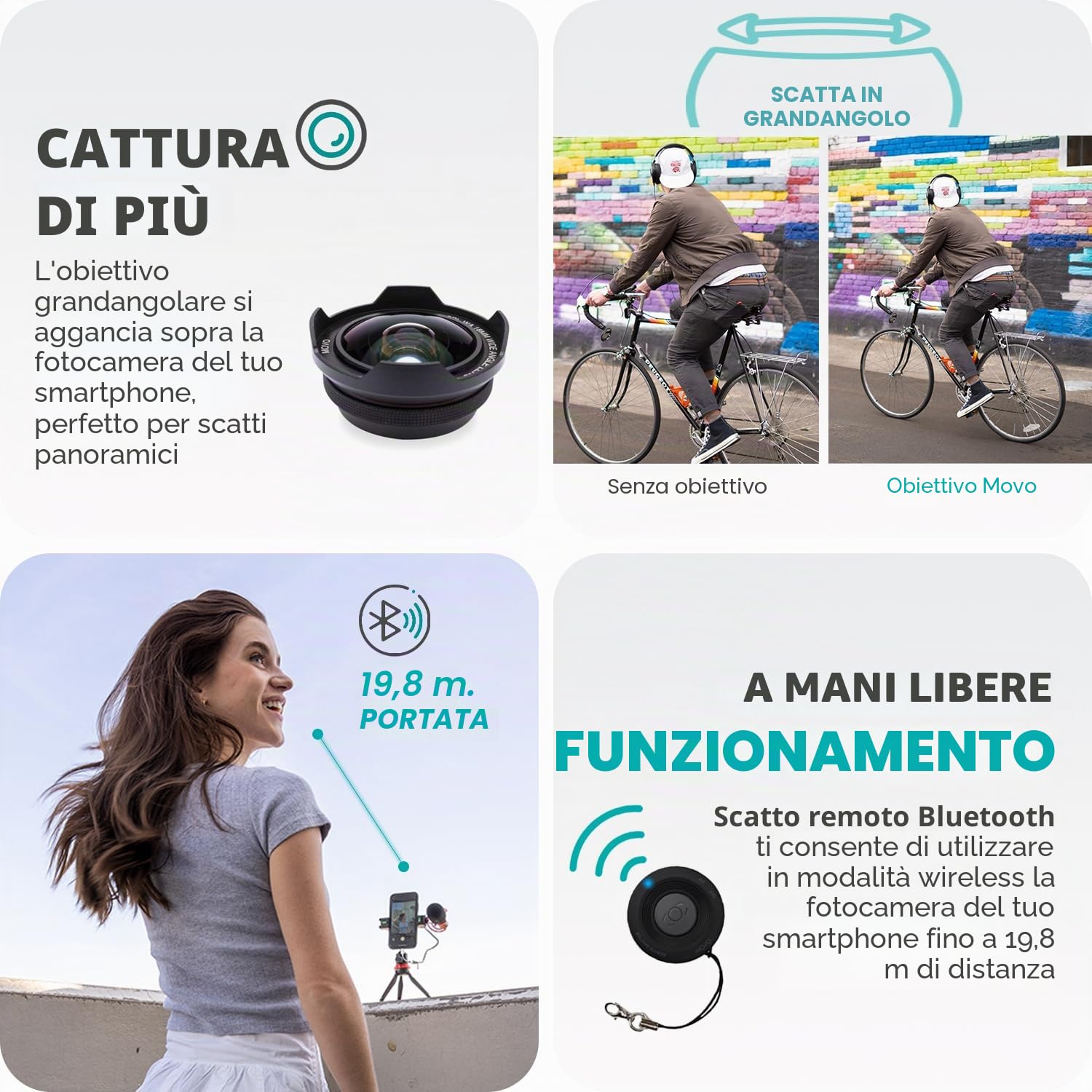 Movo iVlog1 Kit Vlogging per iPhone – Starter Kit YouTube compatibile con Lightning – con microfono fucile da caccia, mini treppiede, luce LED, obiettivo grandangolare adattatore Lightning –