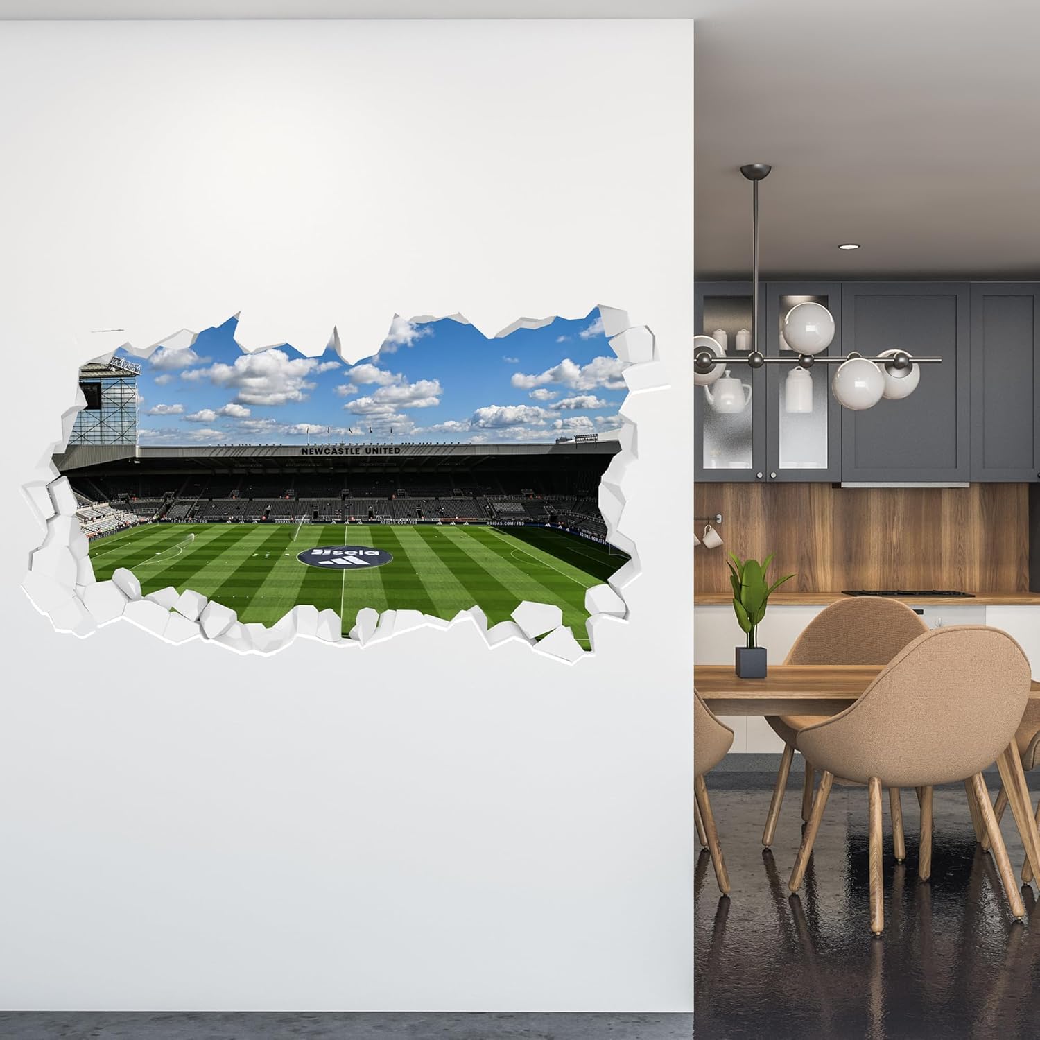 Themed Black Newcastle United Football Club - Stadium Day Time Broken Wall (90Cm Width X 50Cm Height)