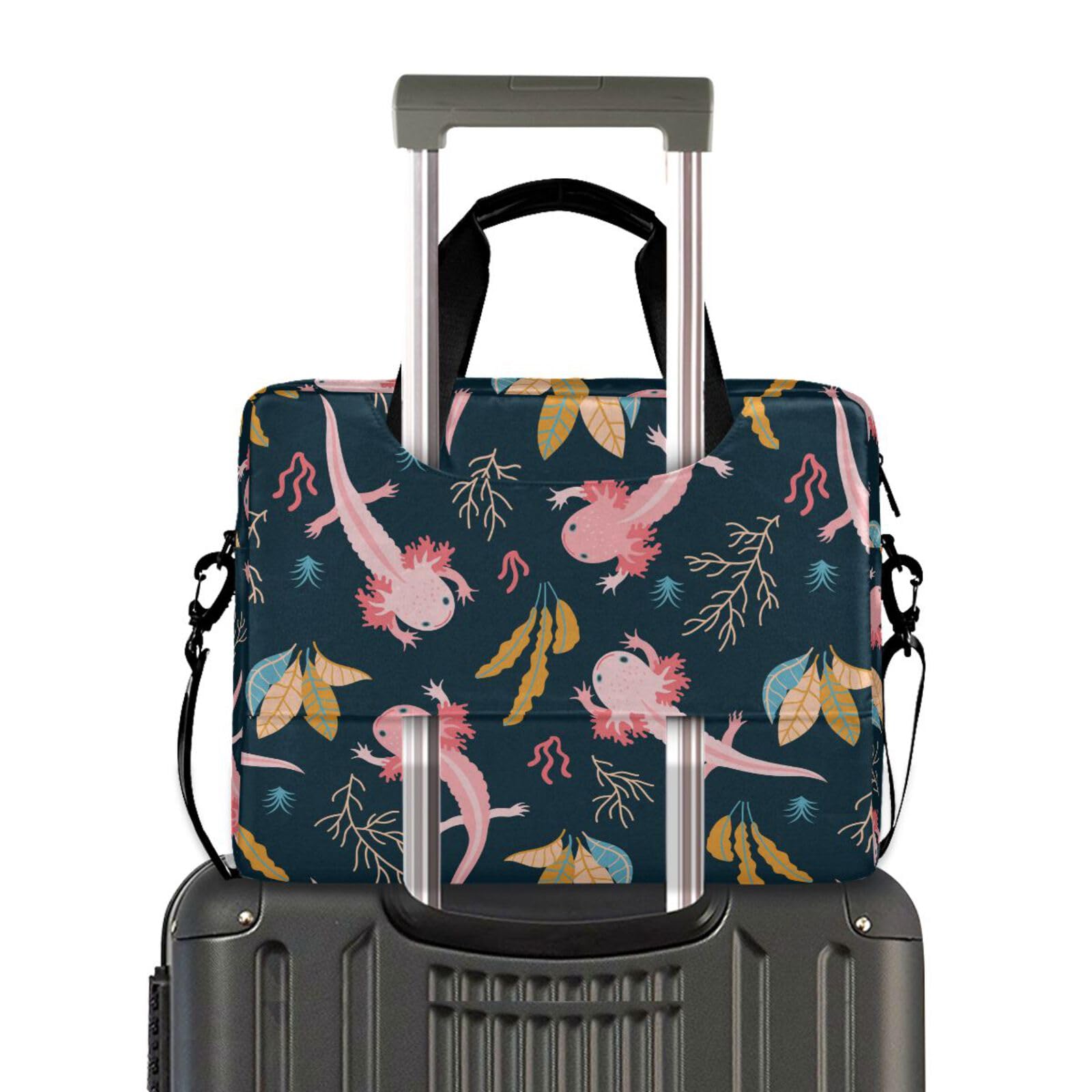 Sletend Laptop Bag Cute Axolotl Salamander 15.7 Inch Laptop Case Bag Sleeve Portable Crossbody Messenger Briefcase Business Briefcase for Men Women