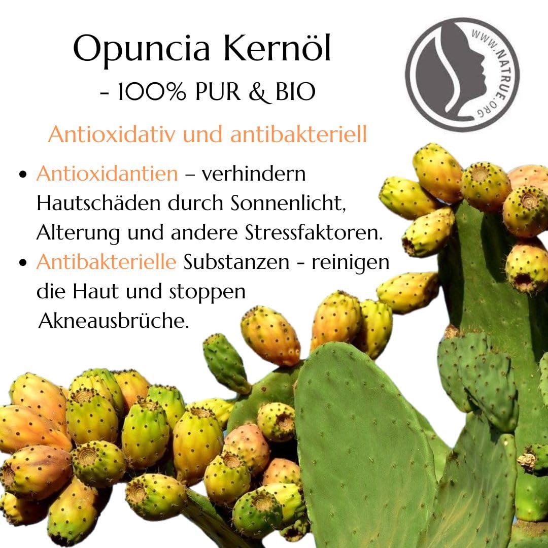 Green idea - Kaktusfeigenkernöl Bio Kaltgepresst mit Arganöl - Natürliches Anti-Aging-Gesichtsöl und Haaröl - Feuchtigkeit für Gesicht mit Antioxidativem Schutz - Gegen Augenringe - NaTrue 25 ml