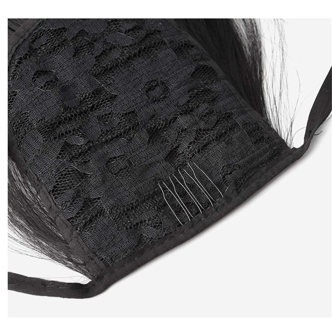 24" Straight Synthetic Ponytail Hair Extension Ribbon Clip in Long Pony Tail Hairpiece, 100g Dark Brown