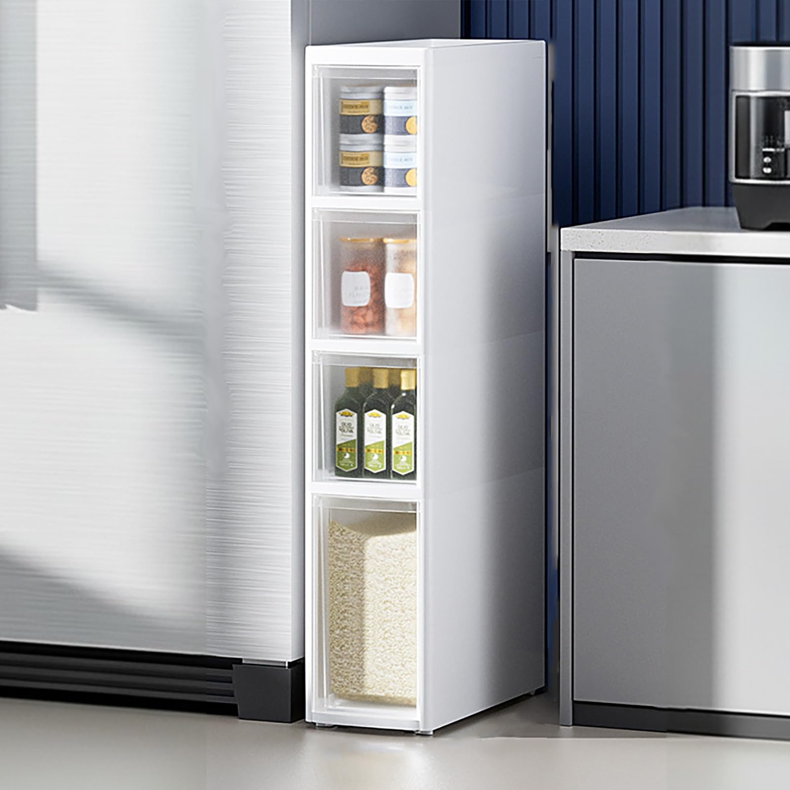 Carrello portaoggetti con ruote, scaffale in plastica multistrato per cucina/bagno