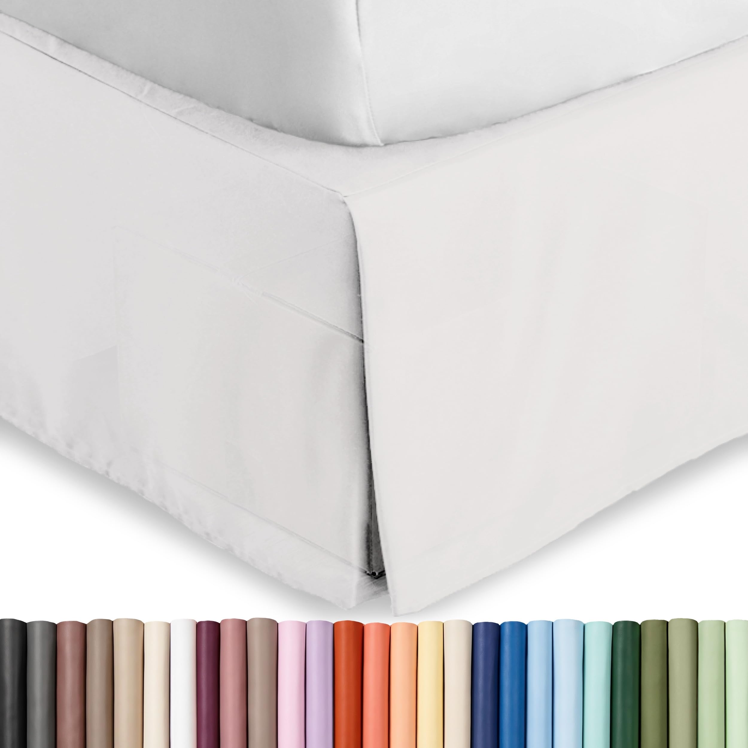Photo 1 of Bare Home Bed Skirt 15-Inch Drop 1800 Ultra-Soft (Queen, Antique White)