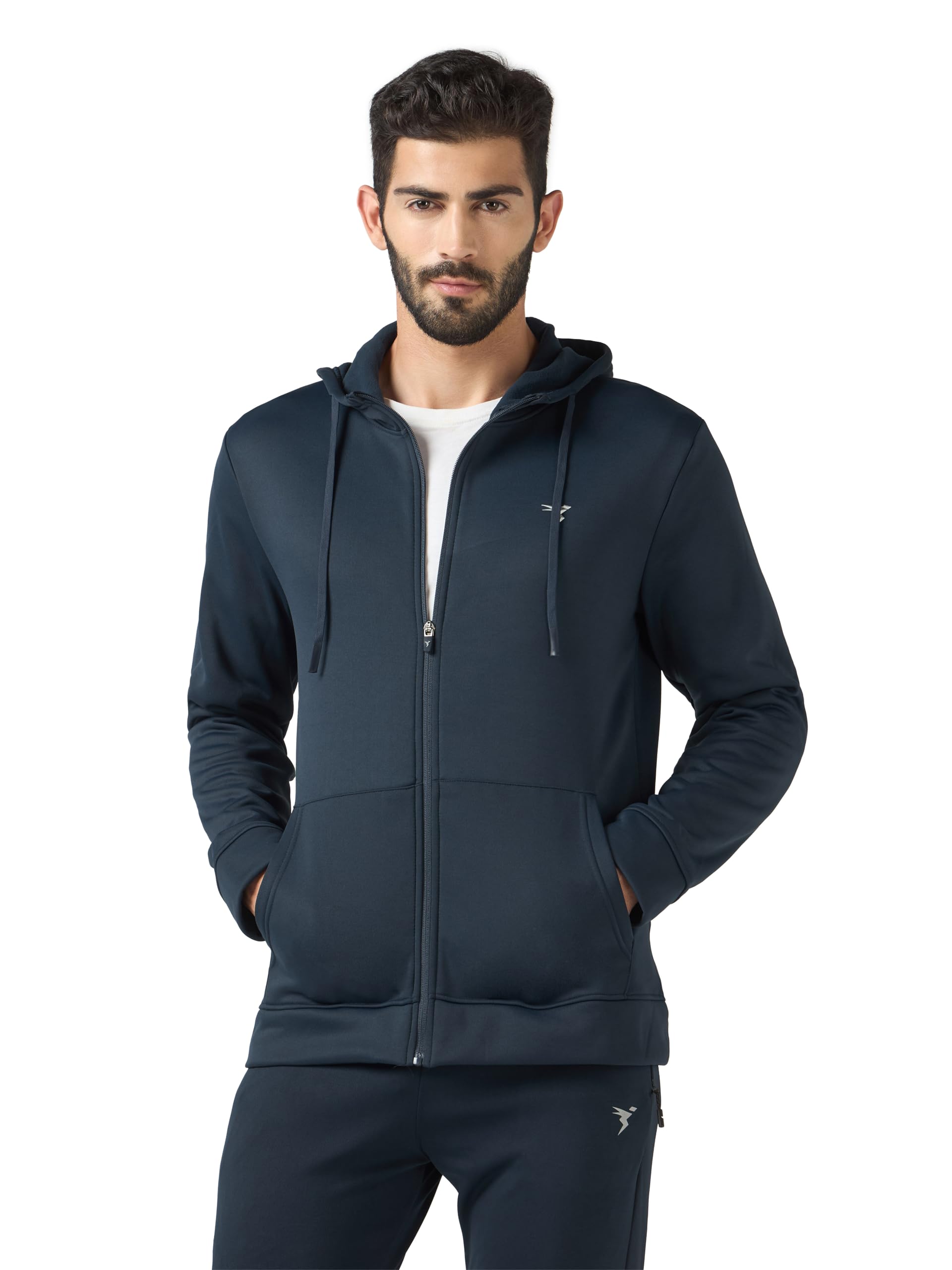 TECHNOSPORT Mens Fleece Slim Fit Solid Regular Fit Hooded Jacket with Techno Warm+, Fast Dry for Winter Use