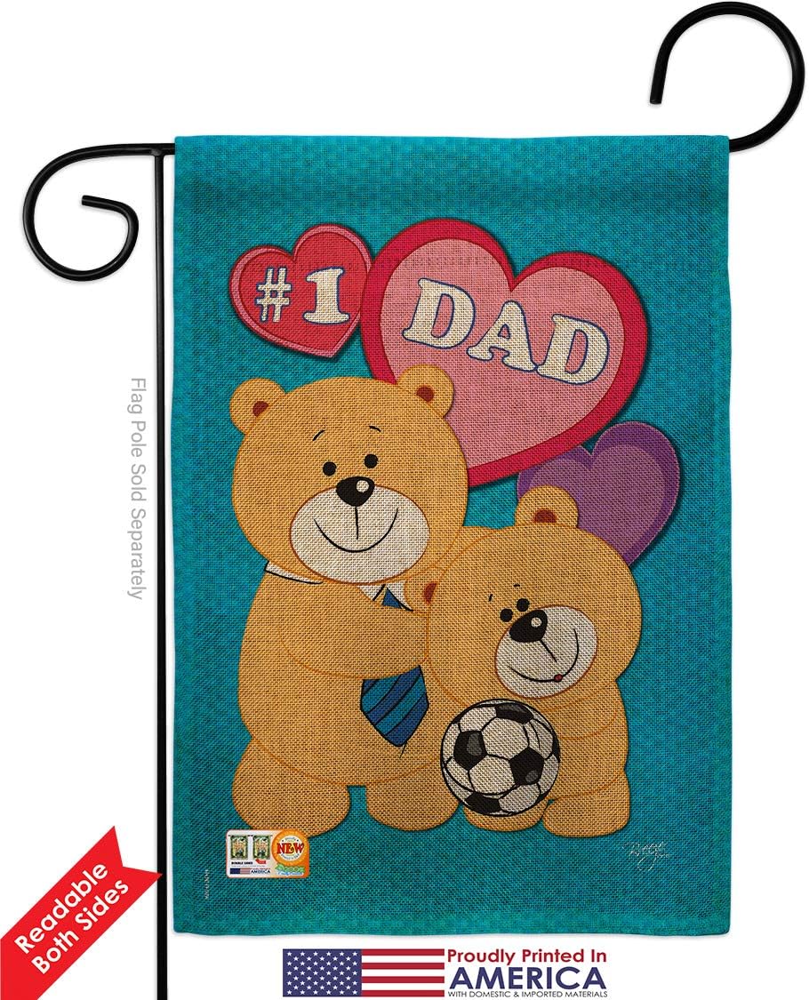 Love Dad Burlap Garden Flag Family Father Day Daddy Papa Grandpa Best Parent Sibling Relatives Grandparent Small Decorative Gift Yard House Banner Double-Sided Made In USA 13 X 18.5