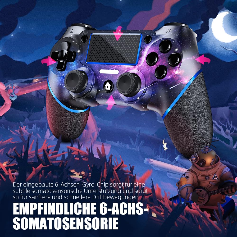 AceGamer Contrôleur sans fil pour PS4, manette de jeu Tefelan compatible avec PS4/Pro/Slim/PC Gamepad avec turbo/bouton arrière/double vibration/capteur gyroscope 6 axes