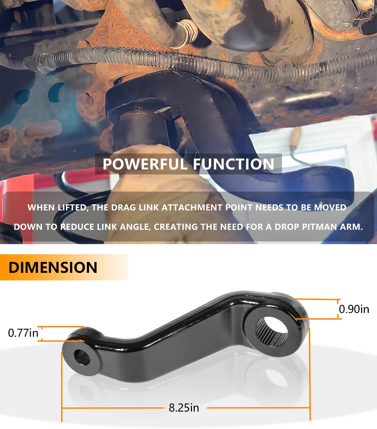 6605 Drop Pitman Arm for 87-06 Jeep Wrangler TJ YJ, 84-01 Cherokee XJ Comanche MJ Replacement for Rough Country Drop Pitman Arm 6605