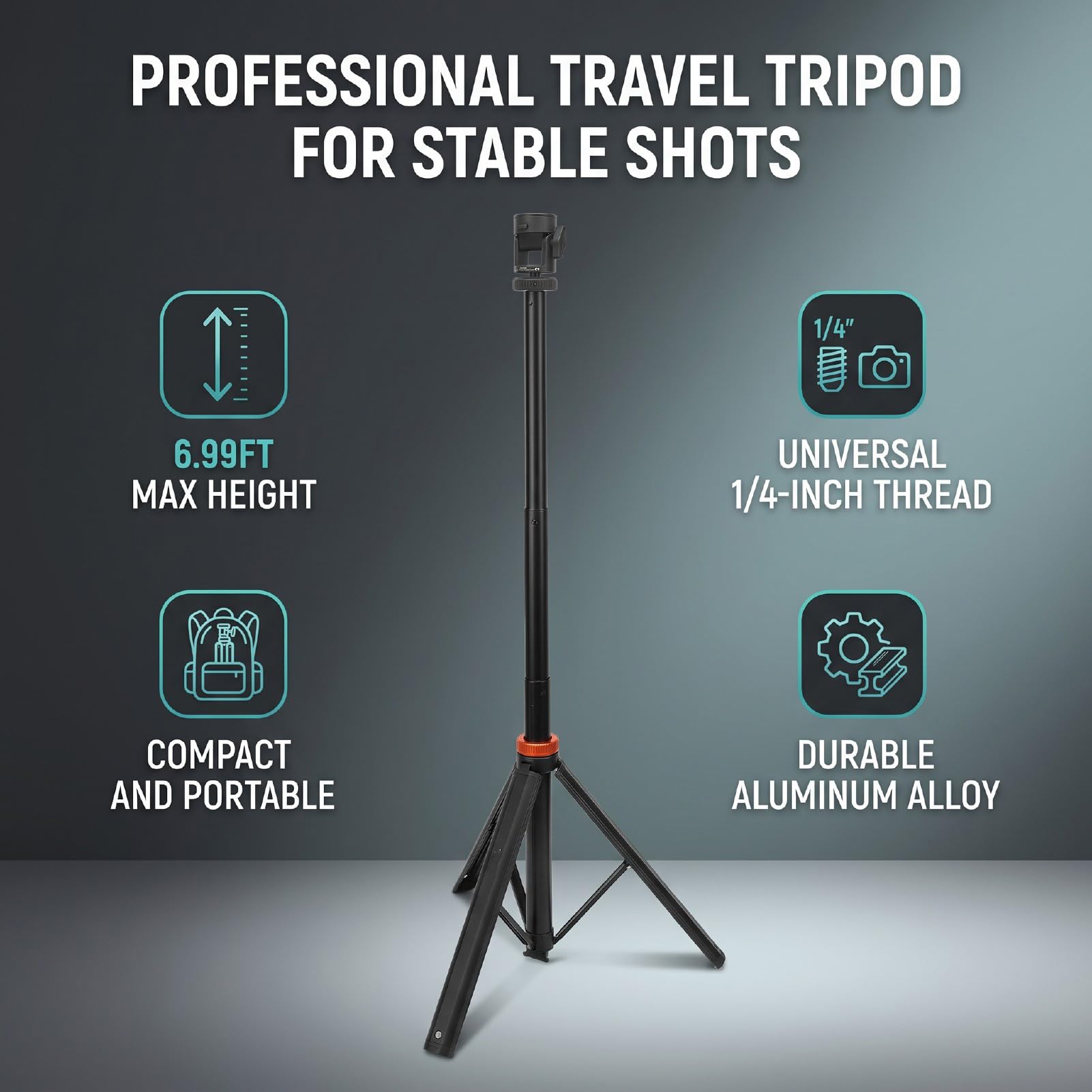 ASHATA Telefono DSLR da Viaggio con Treppiede per Fotocamera da 6,99 Piedi