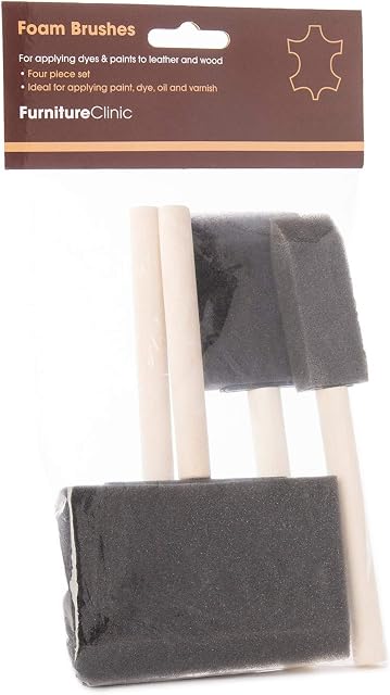 Foam Brushes for Applying Dye, Paint, Stain, Varnish and Oil to Wood. Four Piece Set.