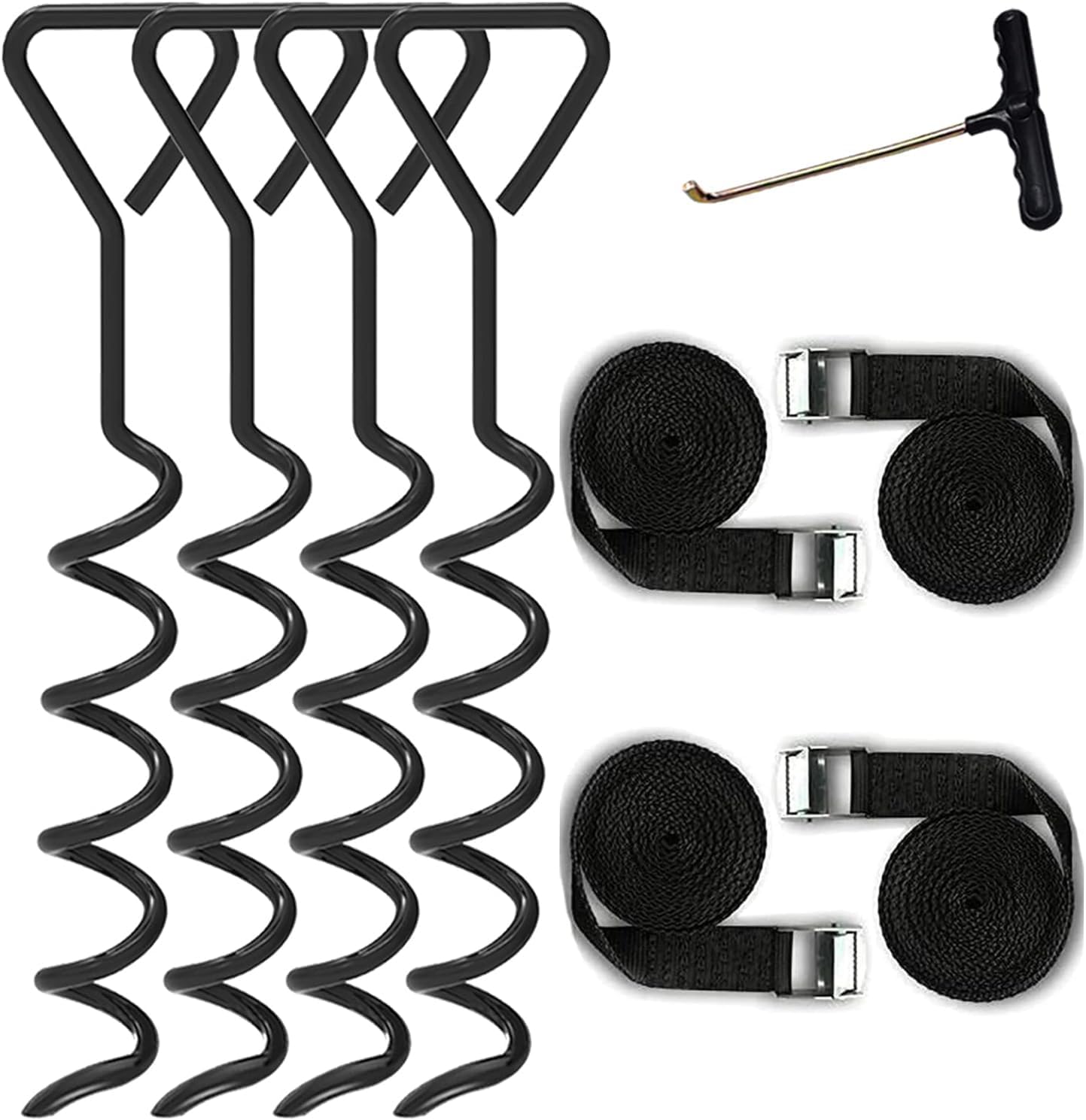 Delex Heavy Duty Galvanized Trampoline Anchor Peg Kit/Tie Down Kit, Fits all Trampolines. Ground Camp Swings, Garden Sheds, Play Sets and much more Tent Fish