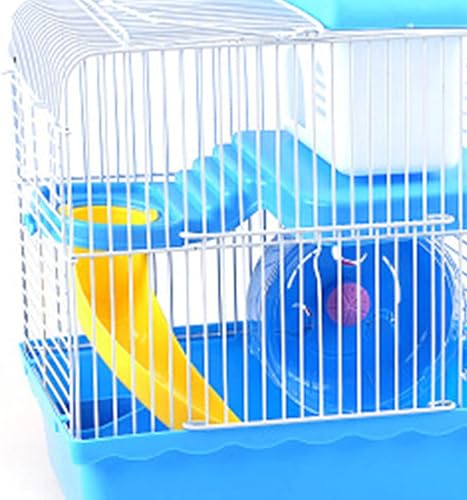 Miniatura 9 de Jaula para hámster, jaulas grandes de 2 niveles, hábitat ideal para animales más pequeños, jerbos, espaciosa, portátil, diseño de chasis alto, jaula