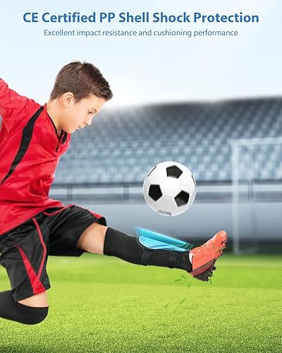 Miniatura 4 de Espinilleras de fútbol para niños y jóvenes, con certificación CE, equipo de protección AirsFish para niños de 2 a 18 años de edad, niñas,